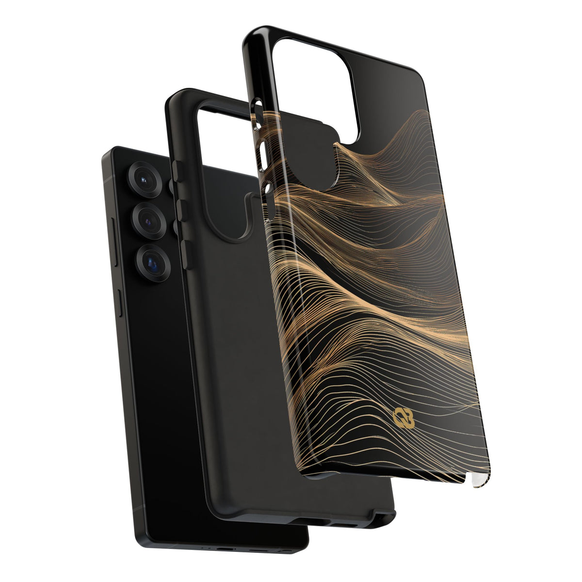 Black Tough Phone Case for Samsung - Copper Topo Ridge