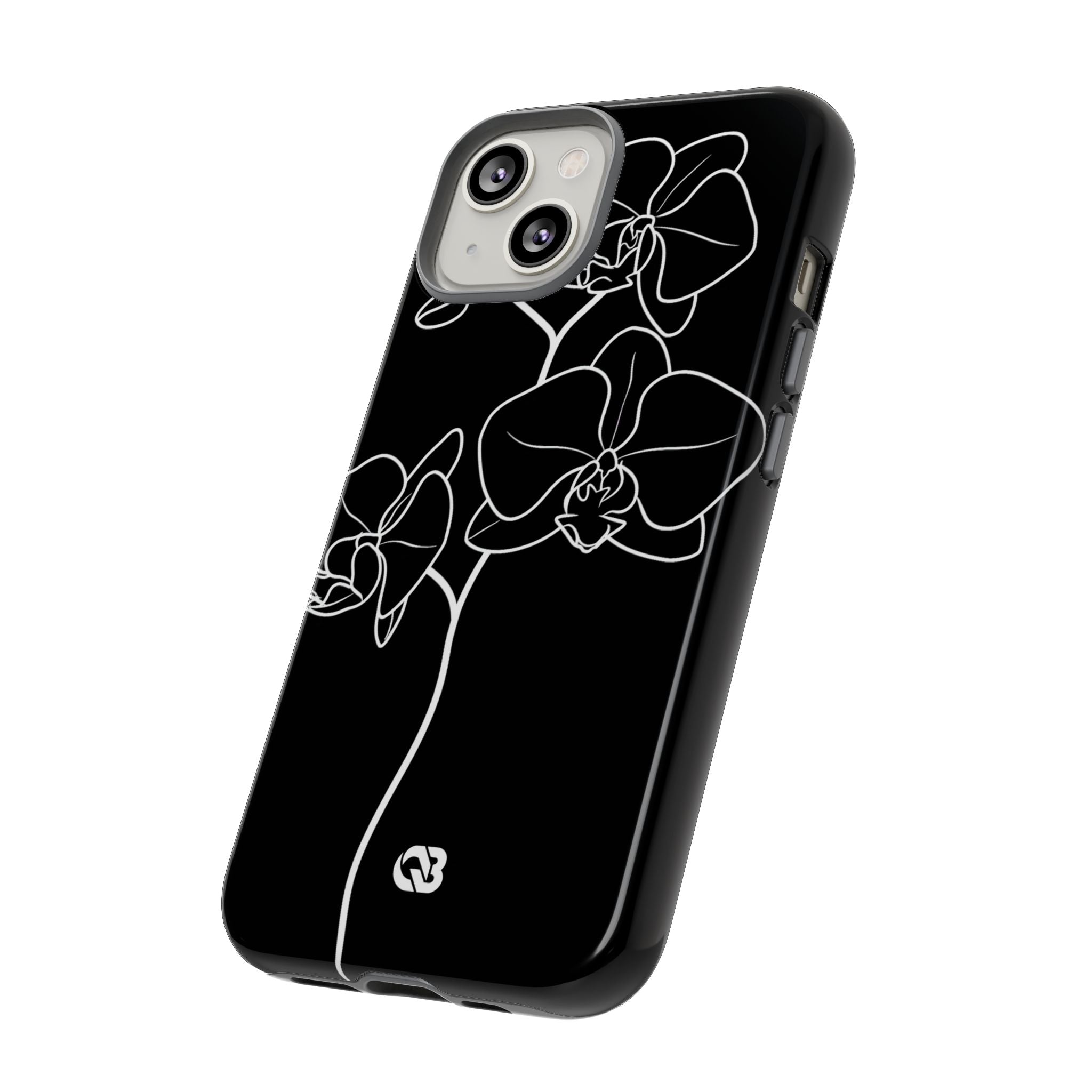 Black Tough Phone Case for iPhone - Noir Alabaster Orchid