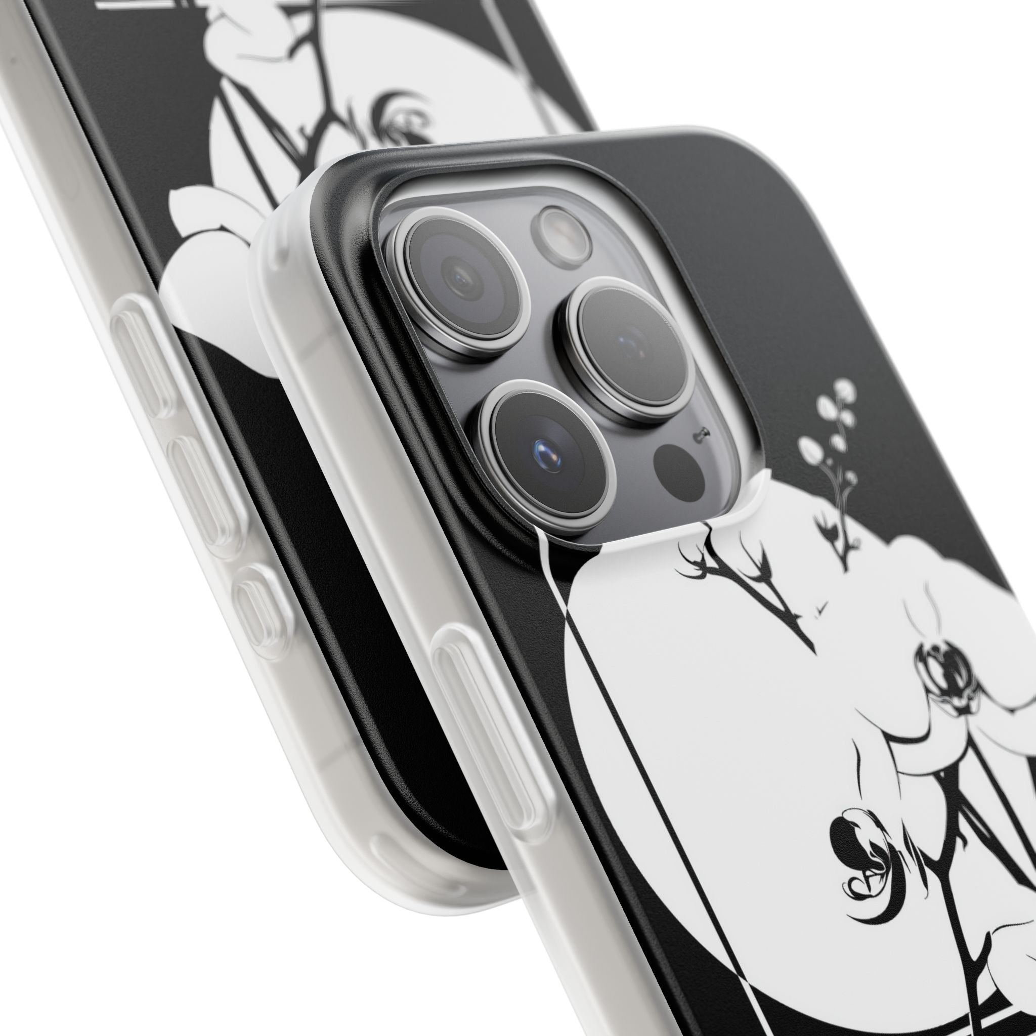 Black Lite Phone Case for iPhone - Lunar Orchid Grid