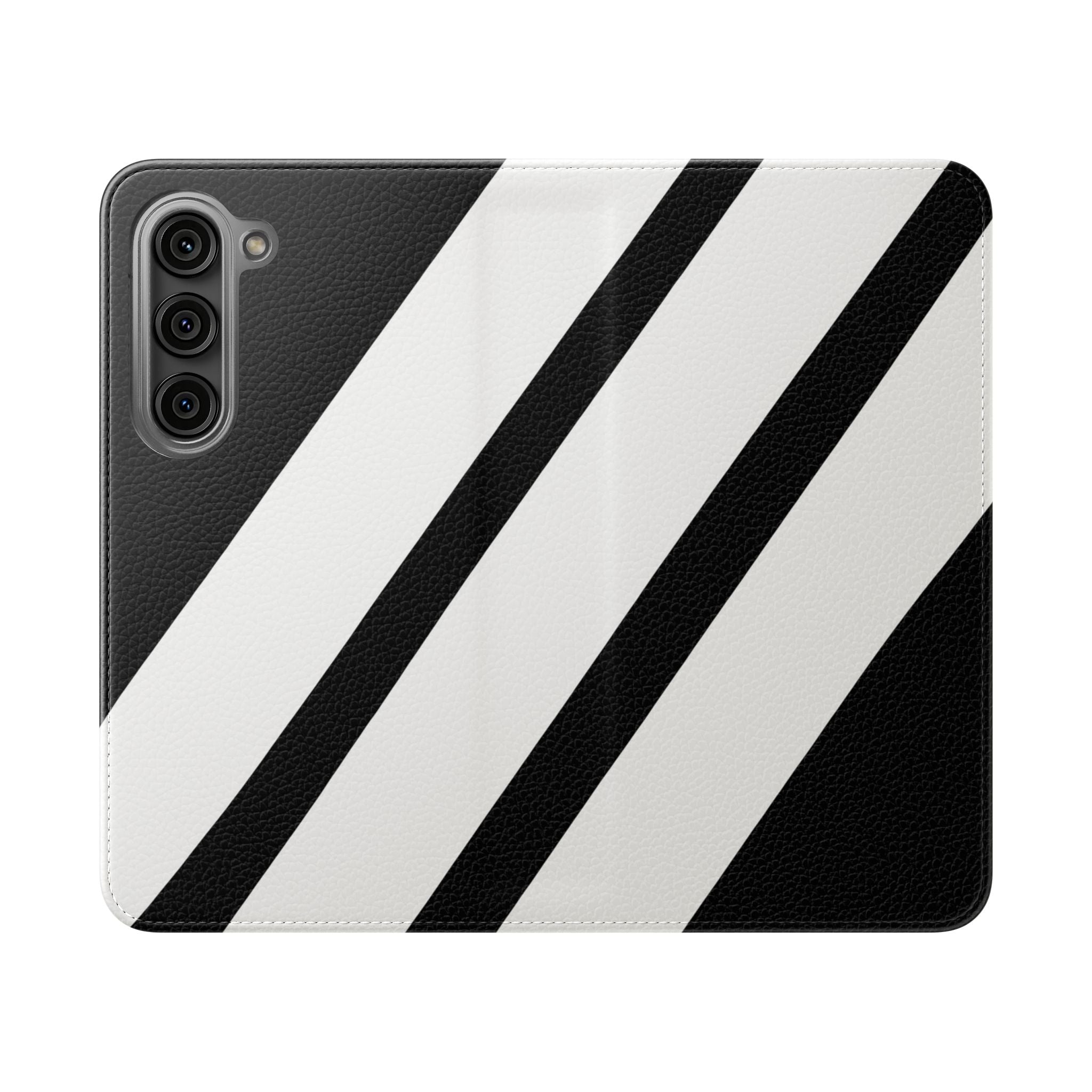 Diagonal Stripes BlackWhite - Samsung S23 Case - Wallet