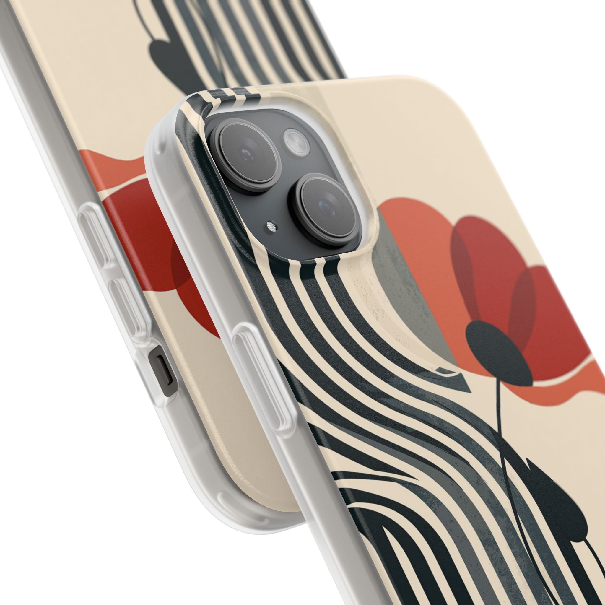 Beige Lite Phone Case for iPhone - Crimson Line Bloom