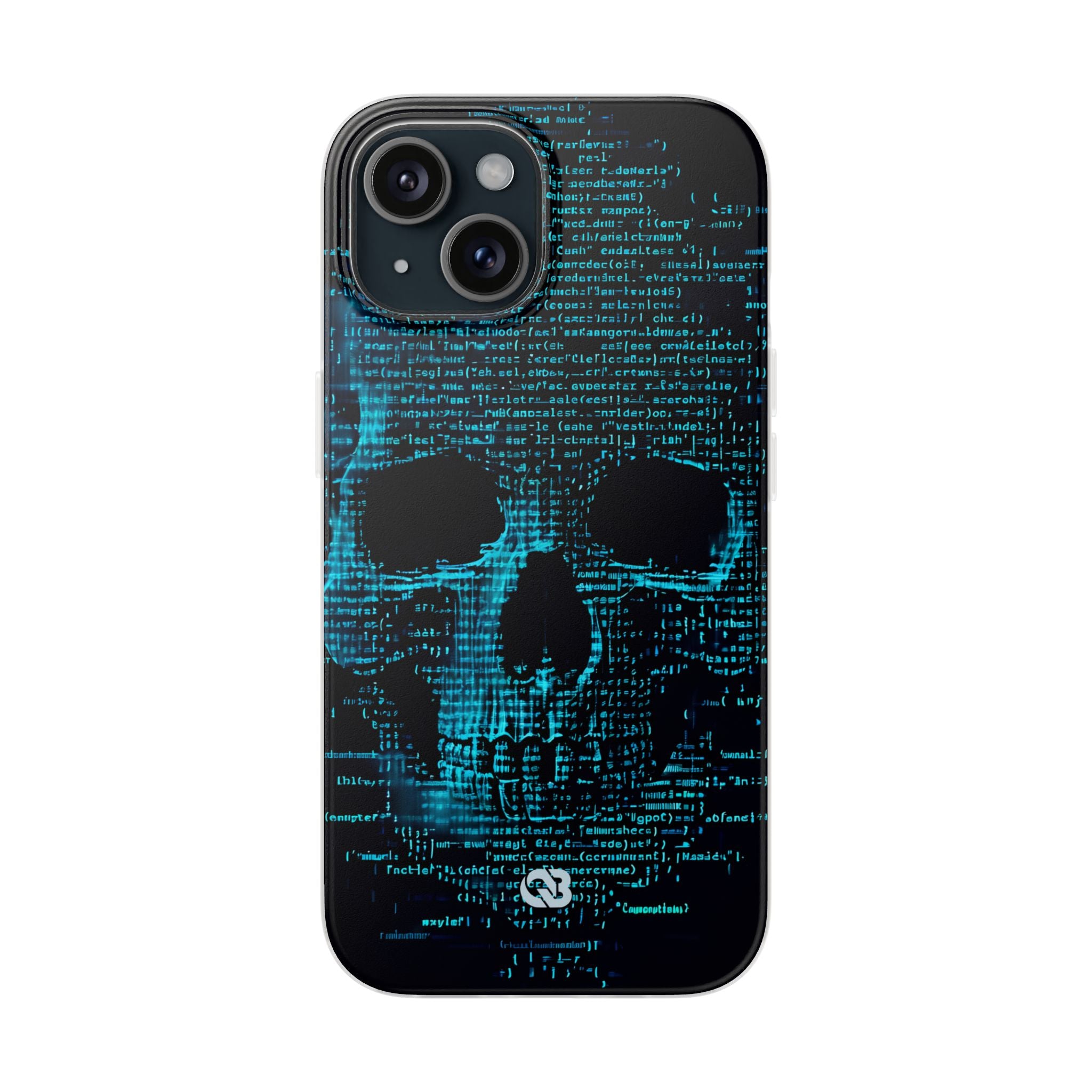 Cyan Glitch Skull · Soft Phone Case for iPhone