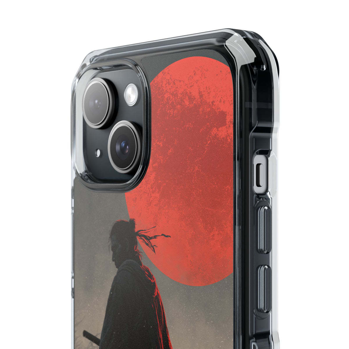 Crimson Moon Ronin · Clear Impact Magnetic Phone Case for iPhone · Black