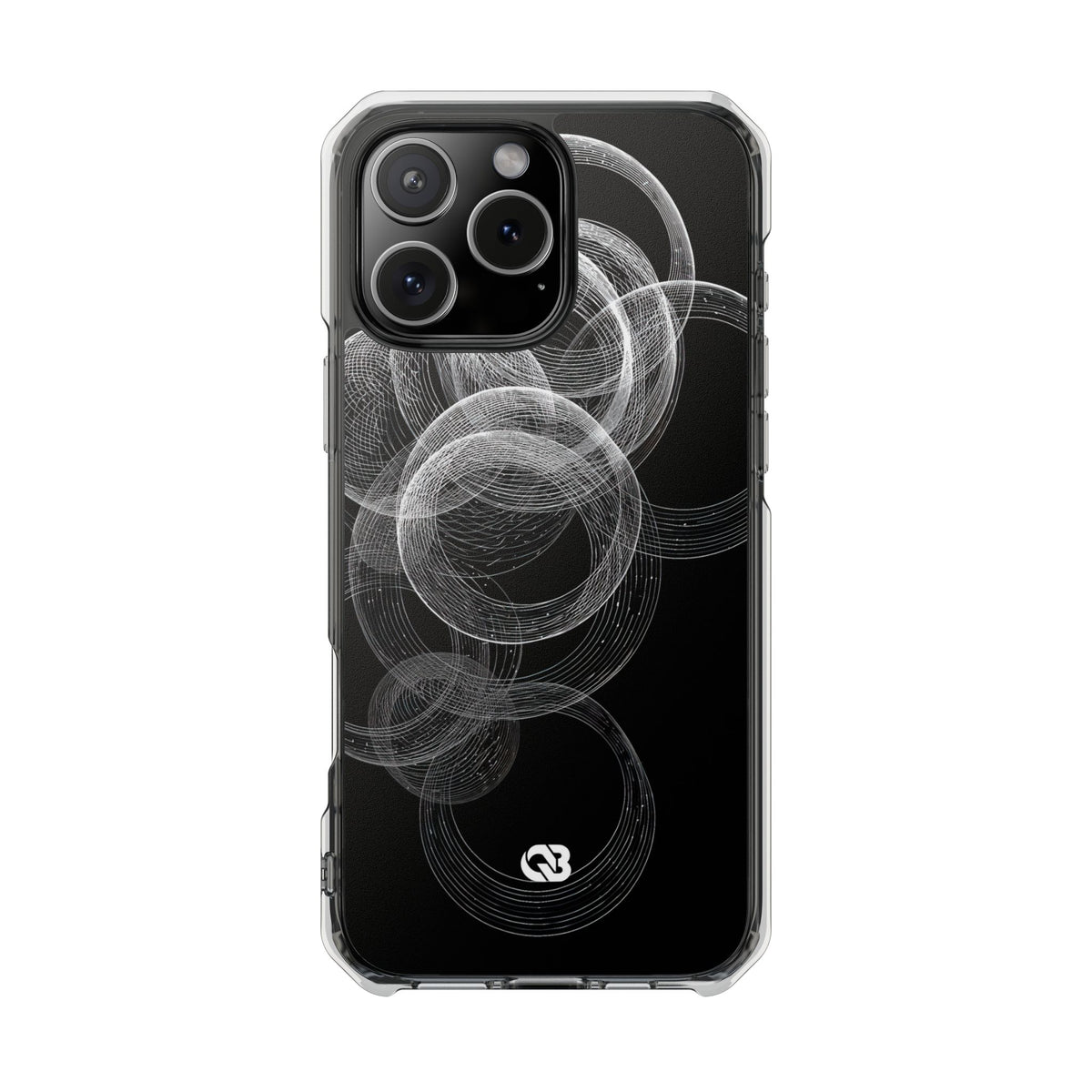 Black Impact MagSafe Phone Case for iPhone - Kinetic Wireframe Orbit
