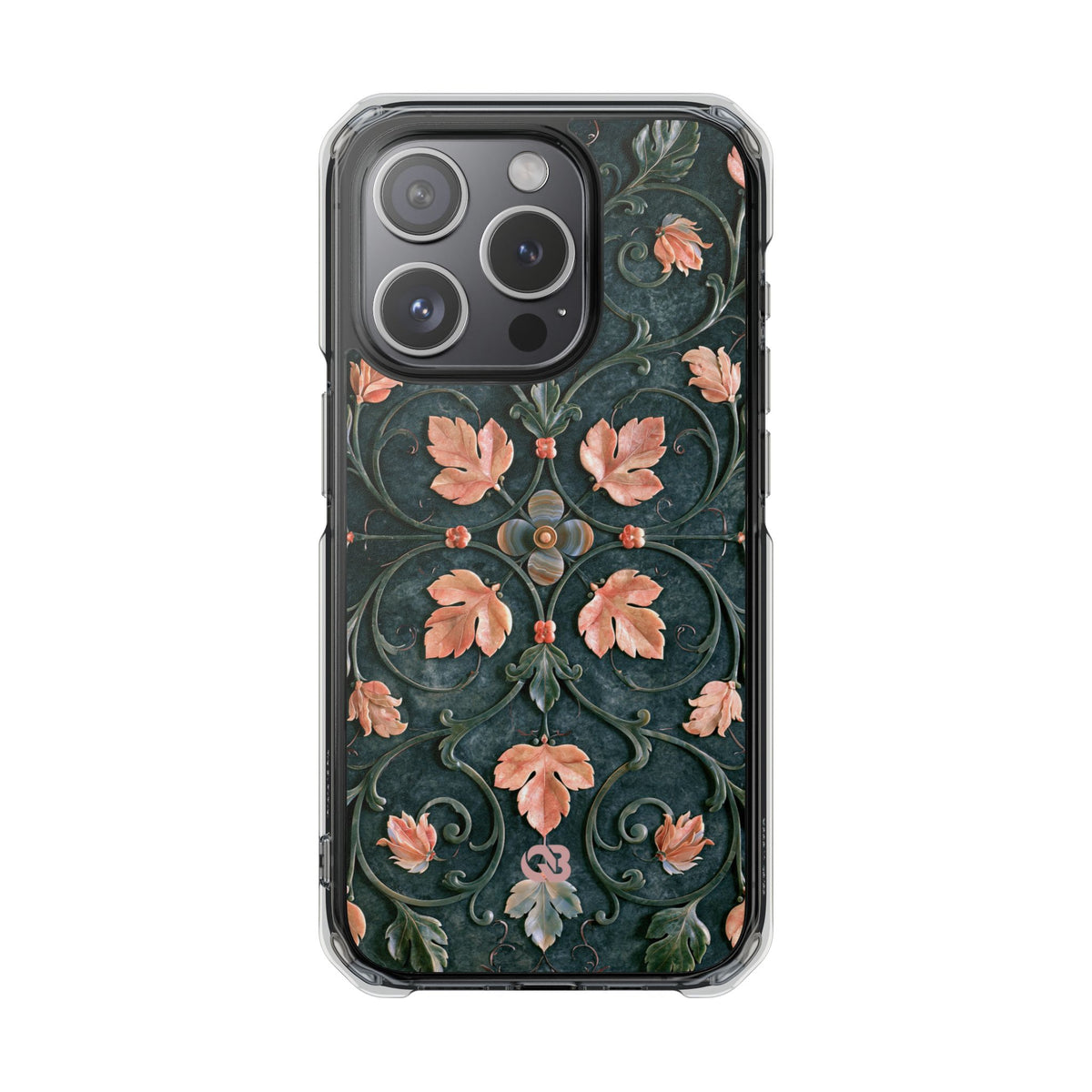 Florentine Rose Arabesque · Clear Impact Magnetic Phone Case for iPhone · Green