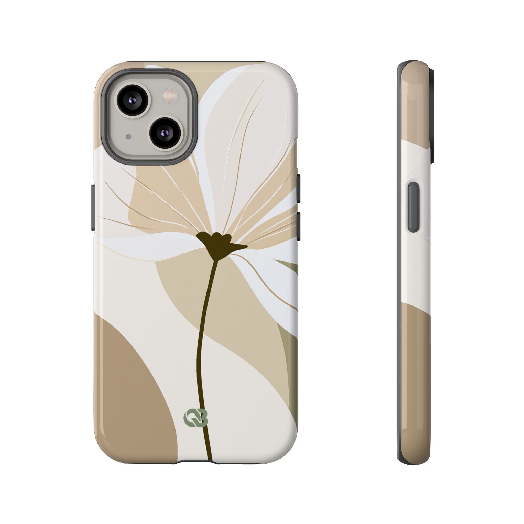 Beige Tough Phone Case for iPhone - Sage Linen Magnolia