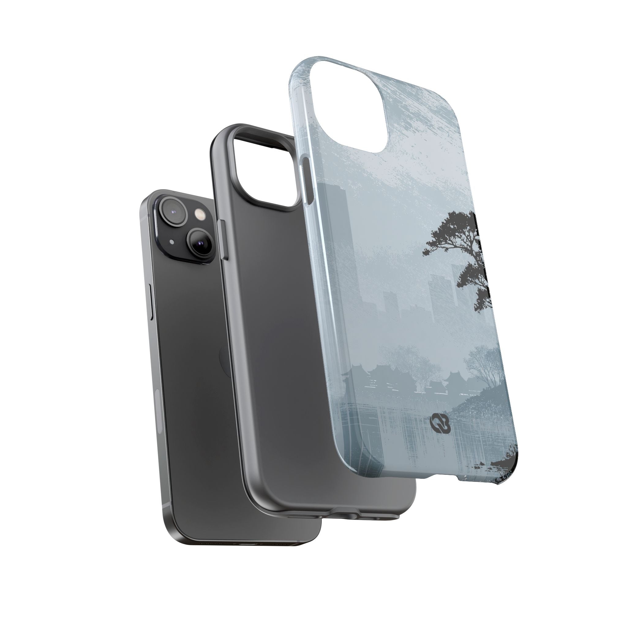 Grey Tough Phone Case for iPhone - Steel Slate Zen