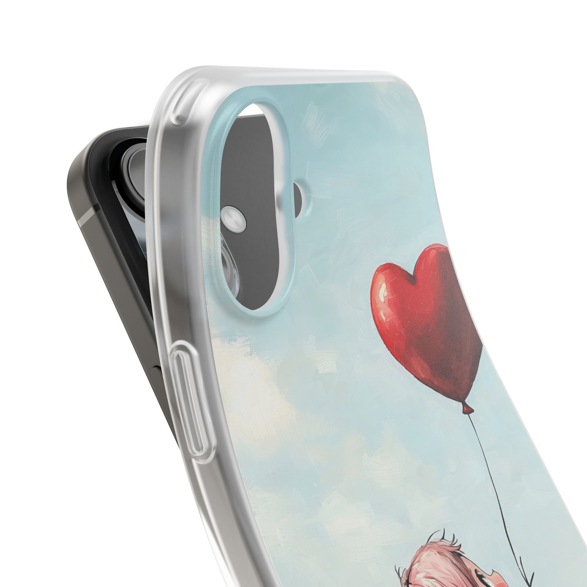 Heart Balloon Glow iPhone 16 Plus Skal - Mjukt