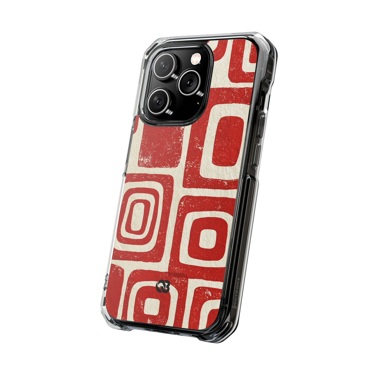 Vermilion Block Motif · Clear Impact Magnetic Phone Case for iPhone · Red