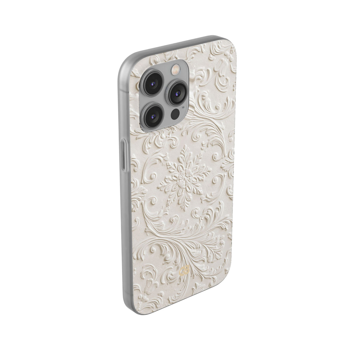 White Lite Phone Case for iPhone - Alabaster Floral Relief