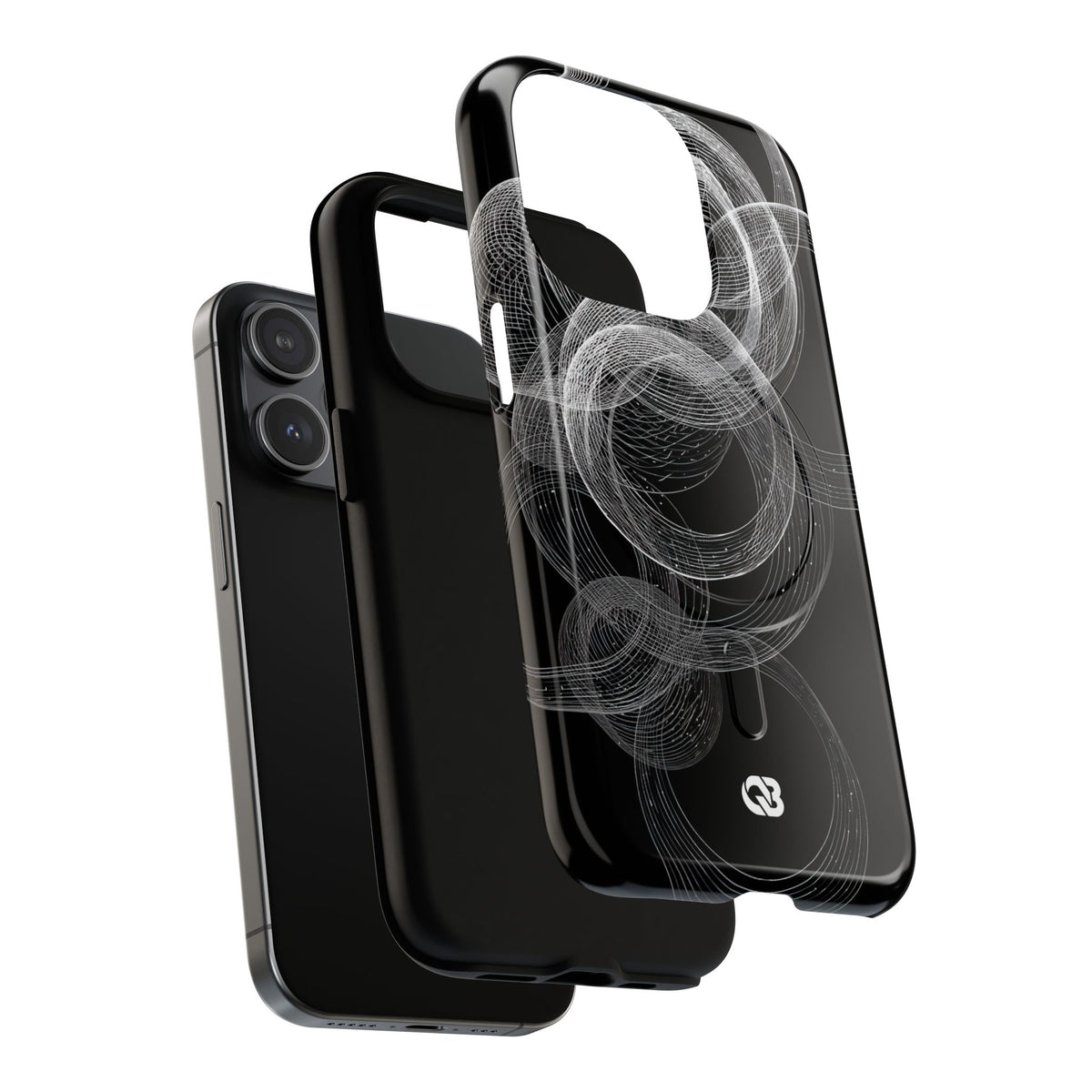 Black Tough 2.0 Magsafe Phone Case for iPhone - Kinetic Wireframe Orbit
