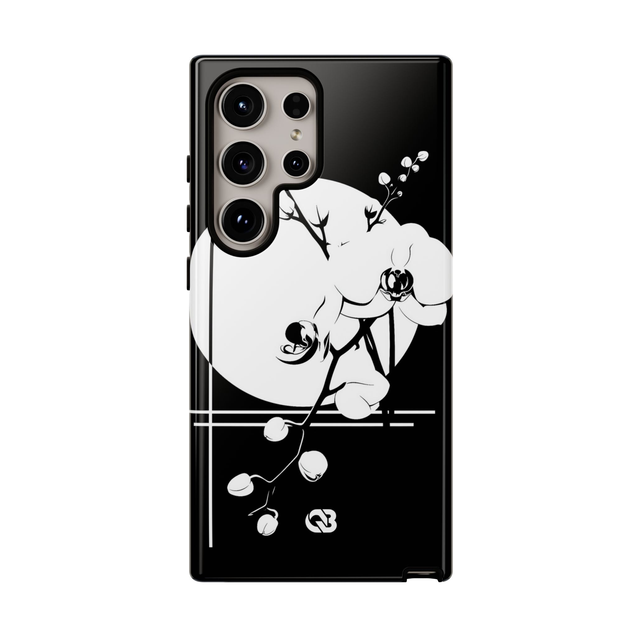 Black Tough Phone Case for Samsung - Lunar Orchid Grid