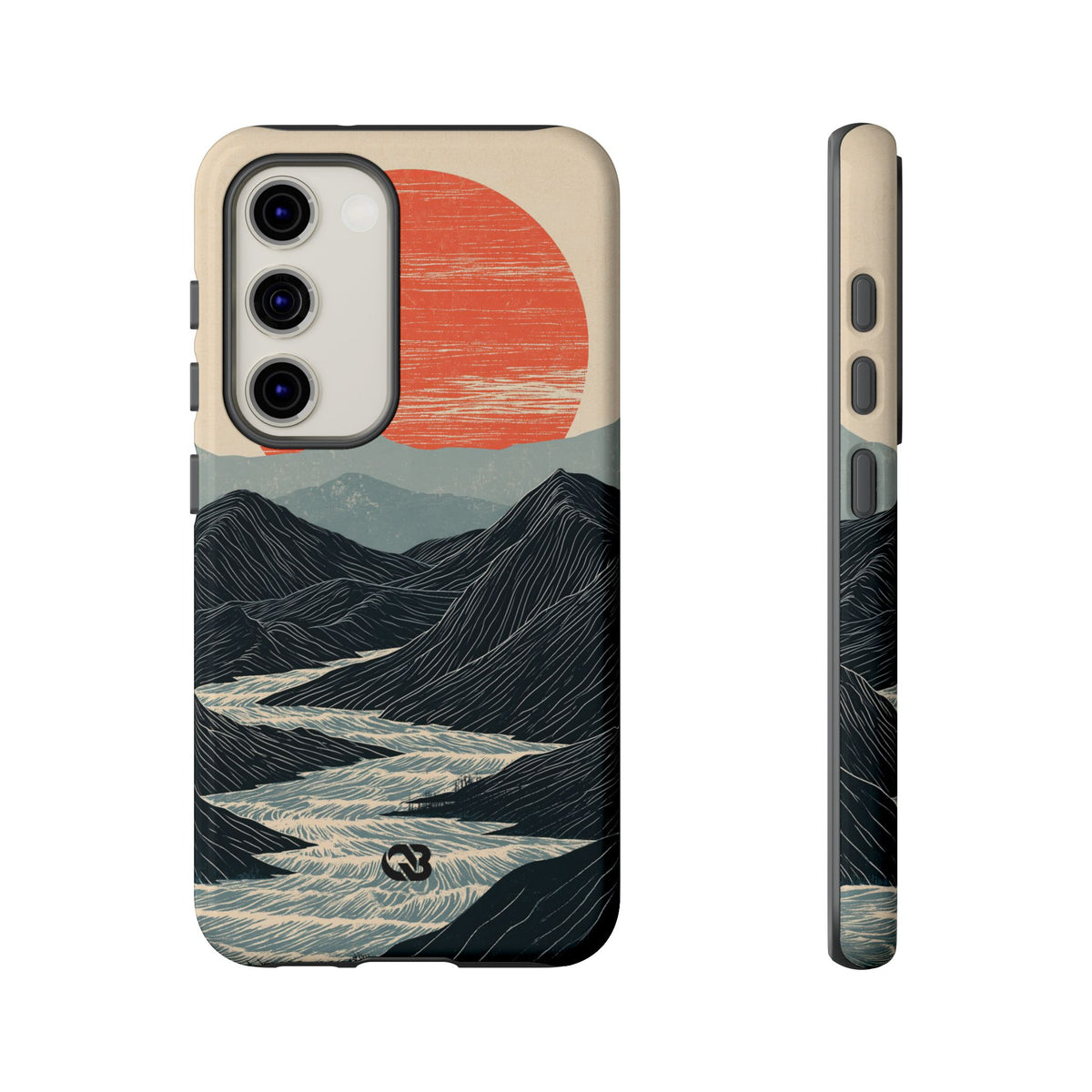 Beige Tough Phone Case for Samsung - Crimson Ridge Flow