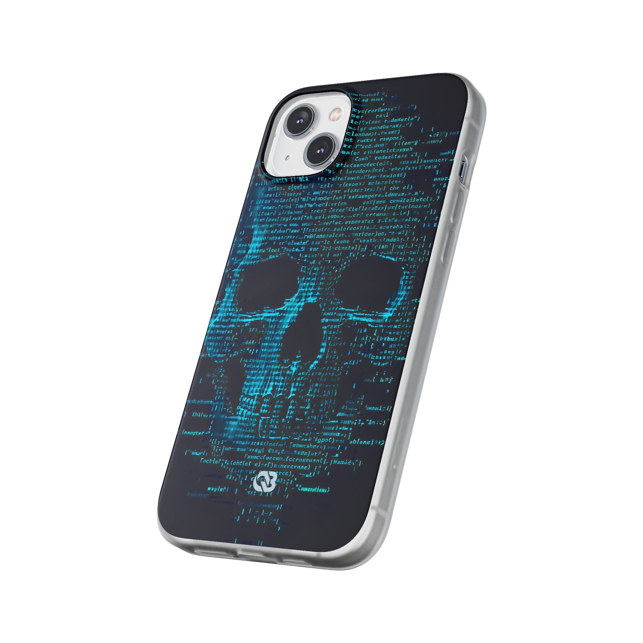 Cyan Glitch Skull · Soft Phone Case for iPhone