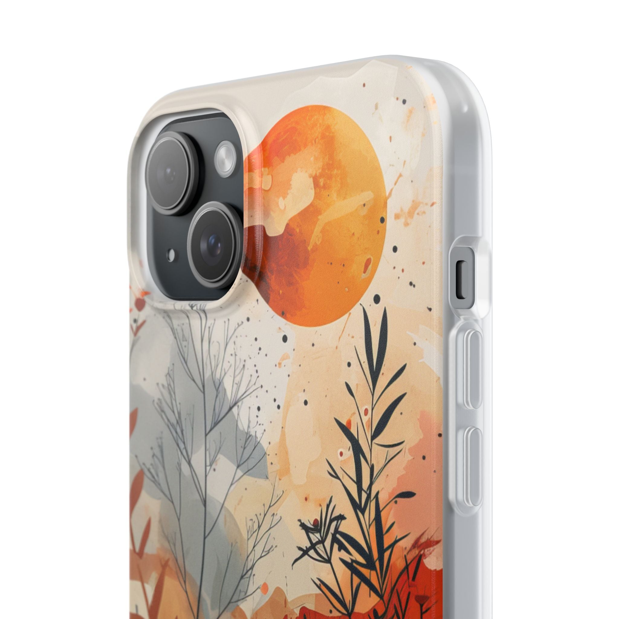 Orange Solstice iPhone 15 Plus Cover - Blød