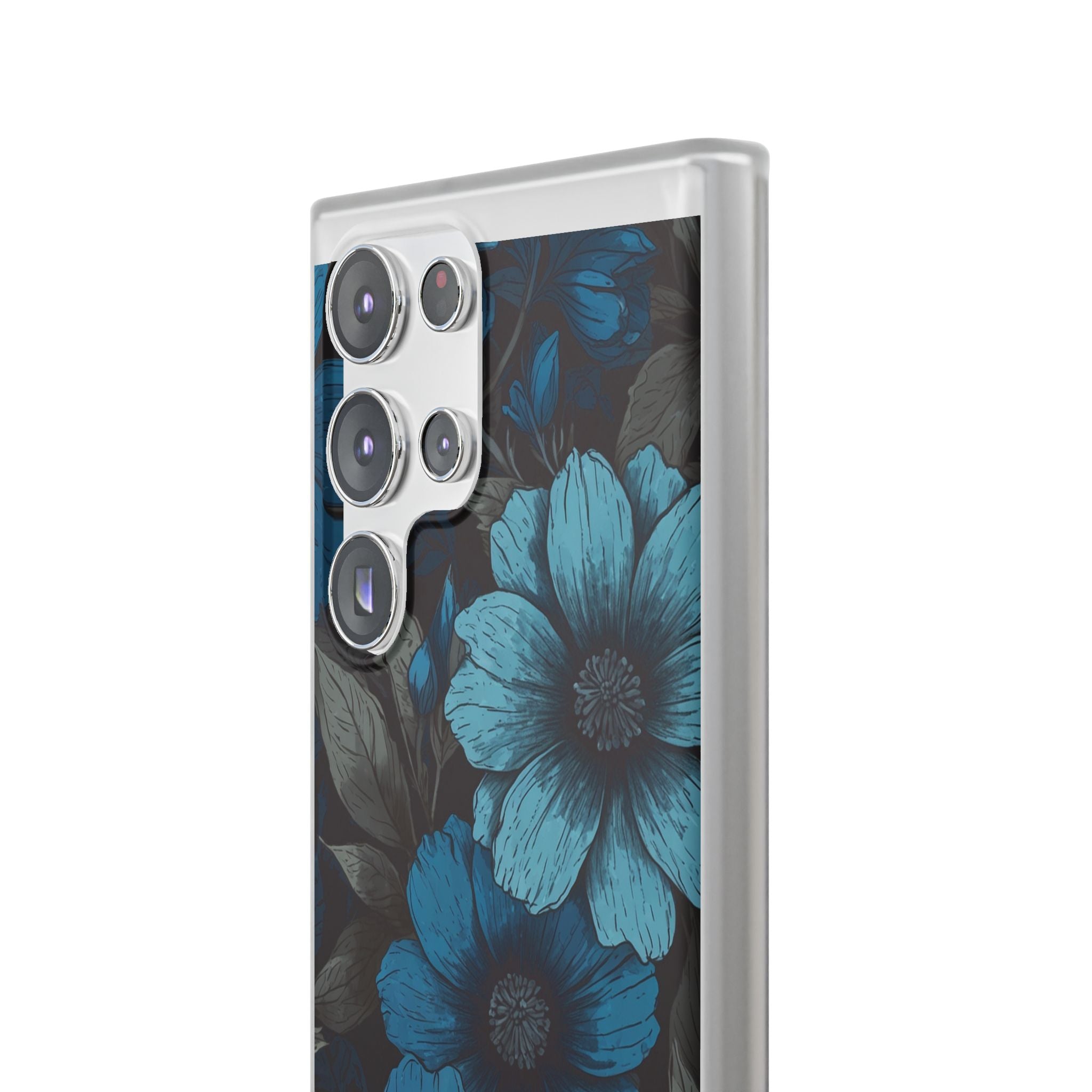 Obsidian Blue Petals · Soft Phone Case for Samsung