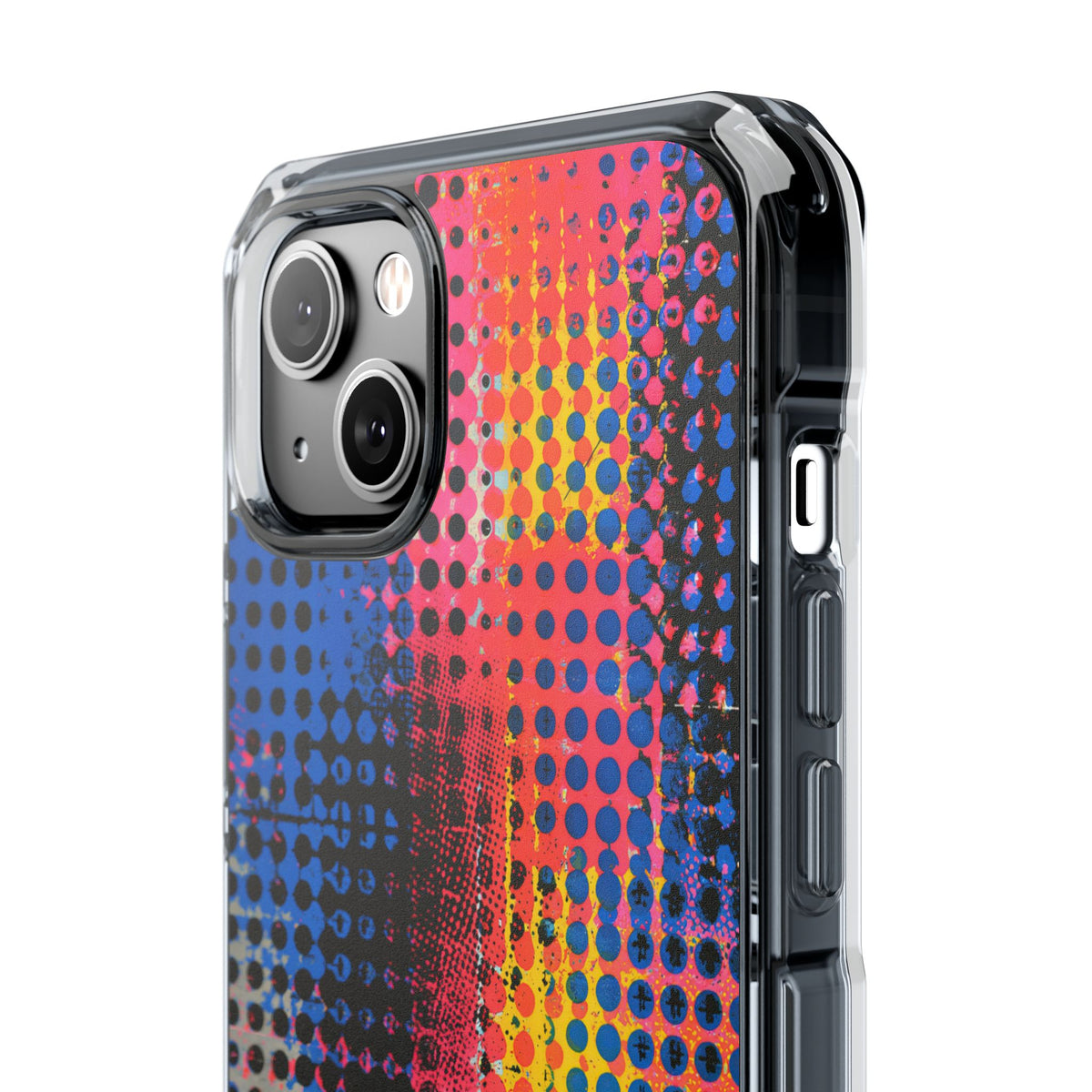 Chromatic Halftone Grid · Clear Impact Magnetic Phone Case for iPhone · Blue