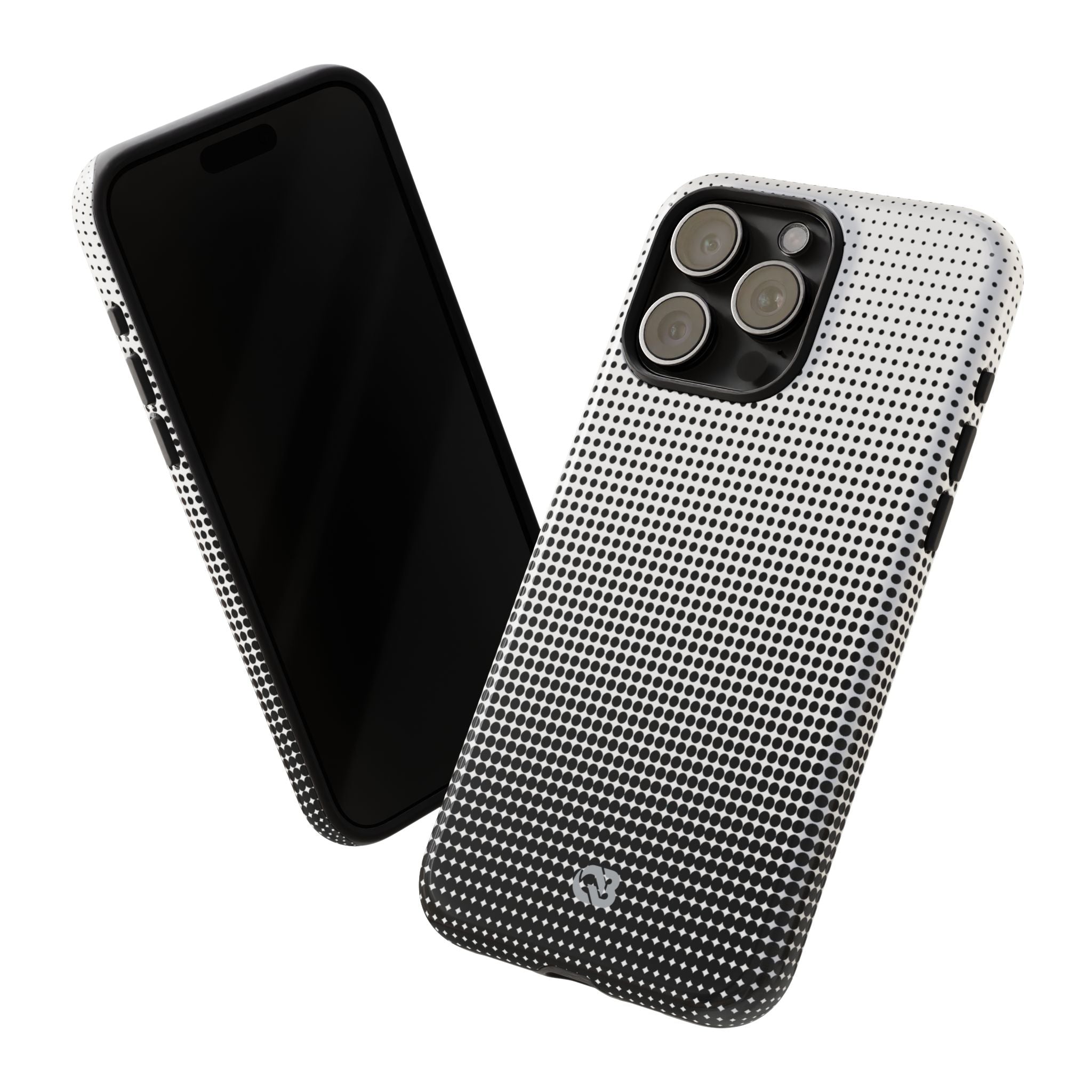 Black Tough Phone Case for iPhone - Obsidian Halftone Flux