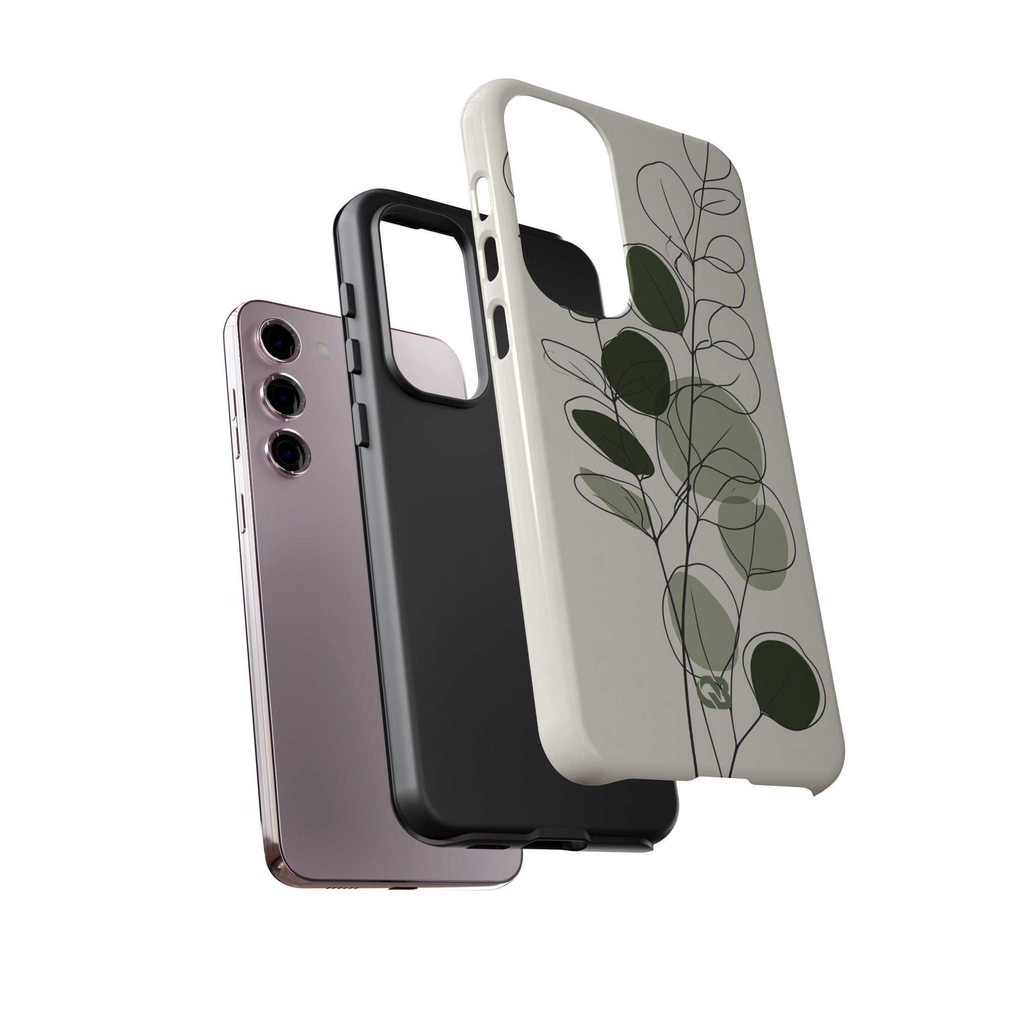 Green Tough Phone Case for Samsung - Muted Eucalyptus Sketch