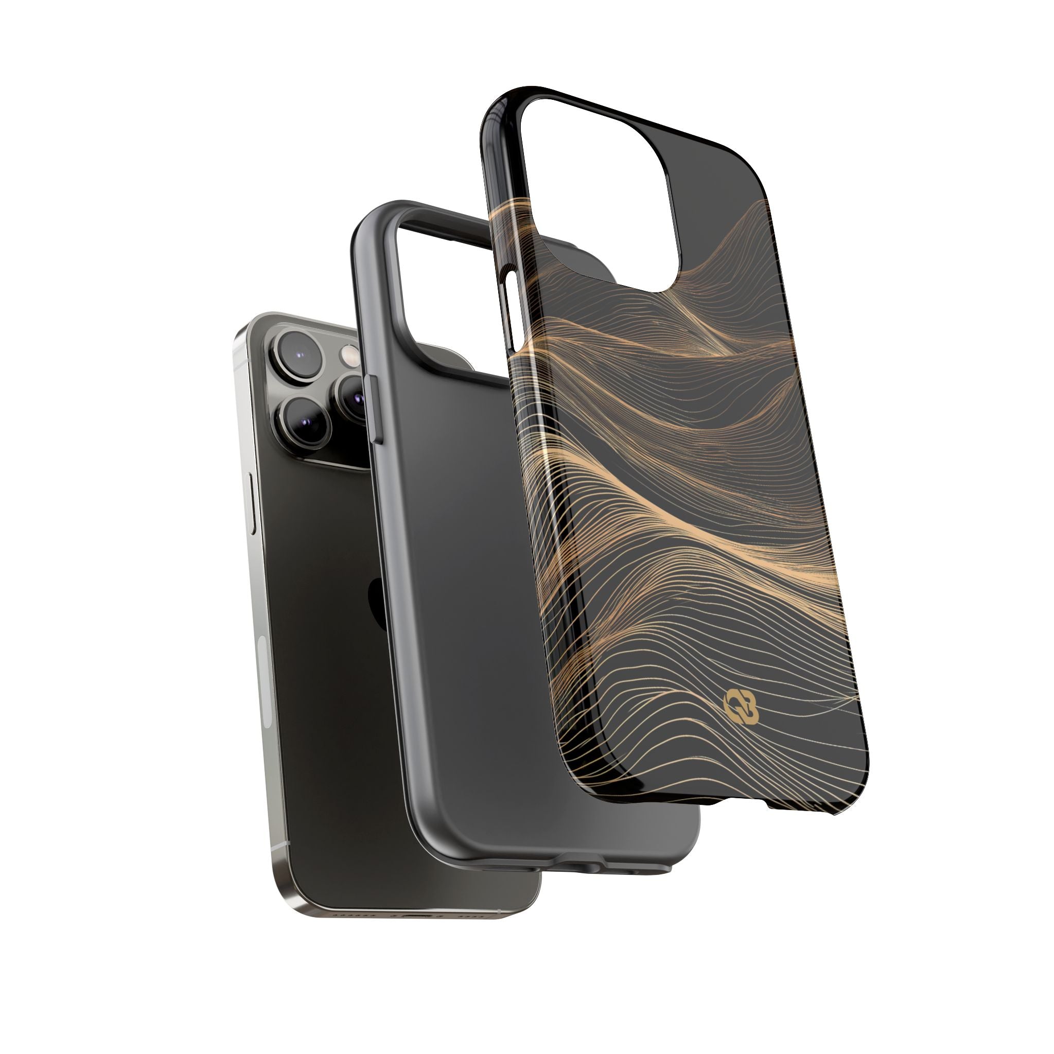 Black Tough Phone Case for iPhone - Copper Topo Ridge