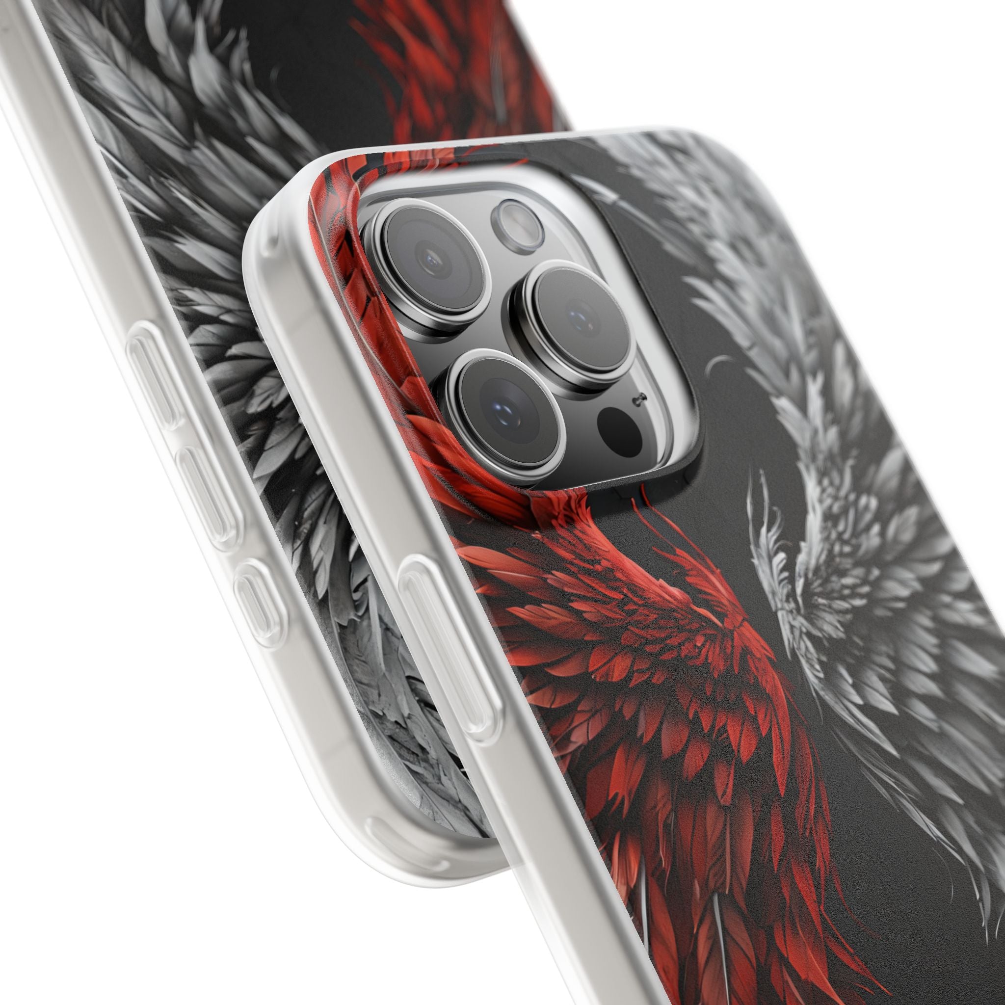 Crimson White Wings iPhone 16 Pro Max Cover - Soft