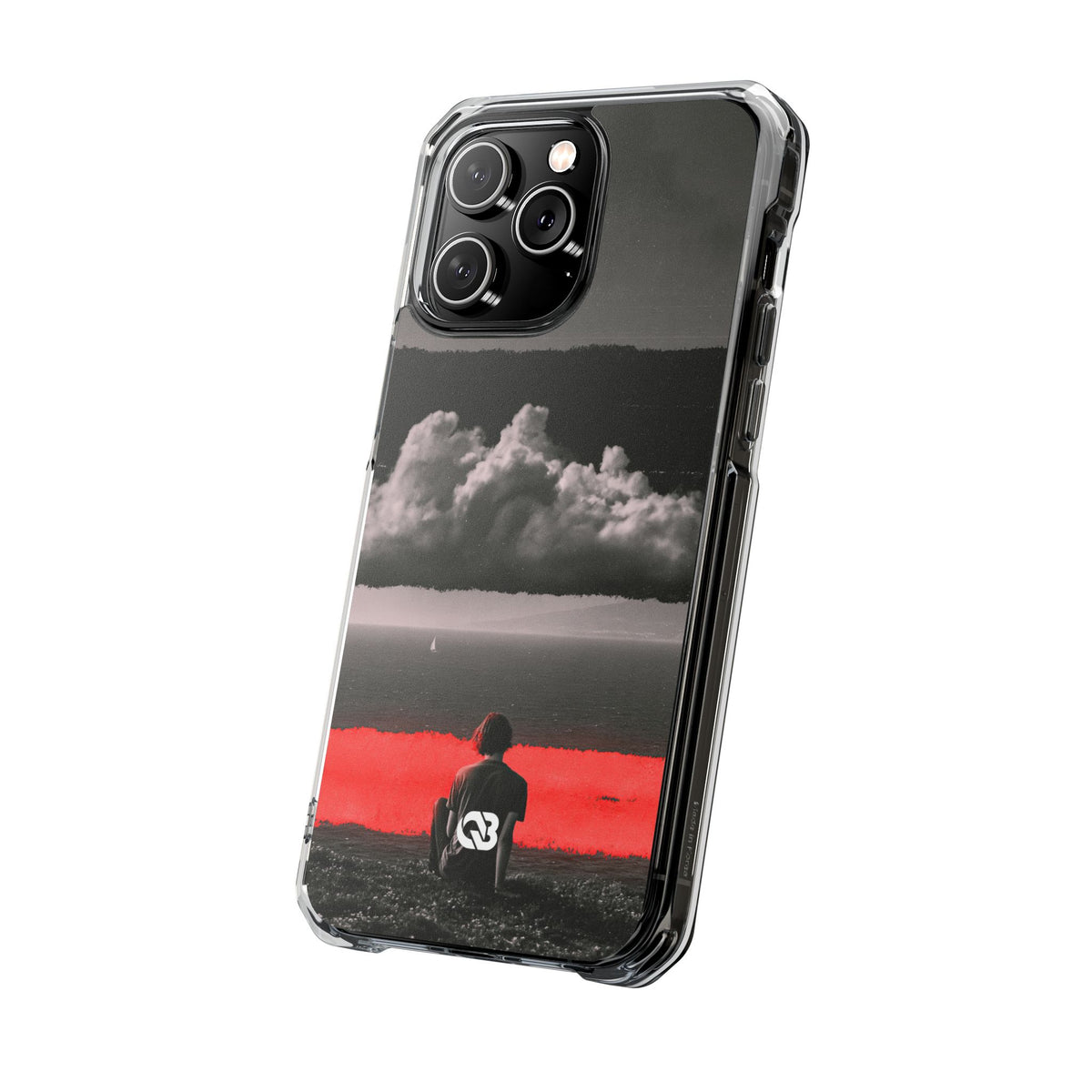 Crimson Horizon · Clear Impact Magnetic Phone Case for iPhone · Black