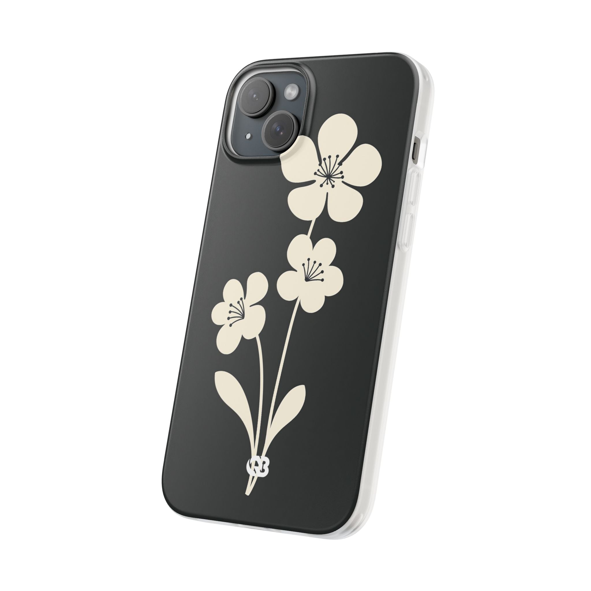 Black Lite Phone Case for iPhone - Obsidian Cream Bloom