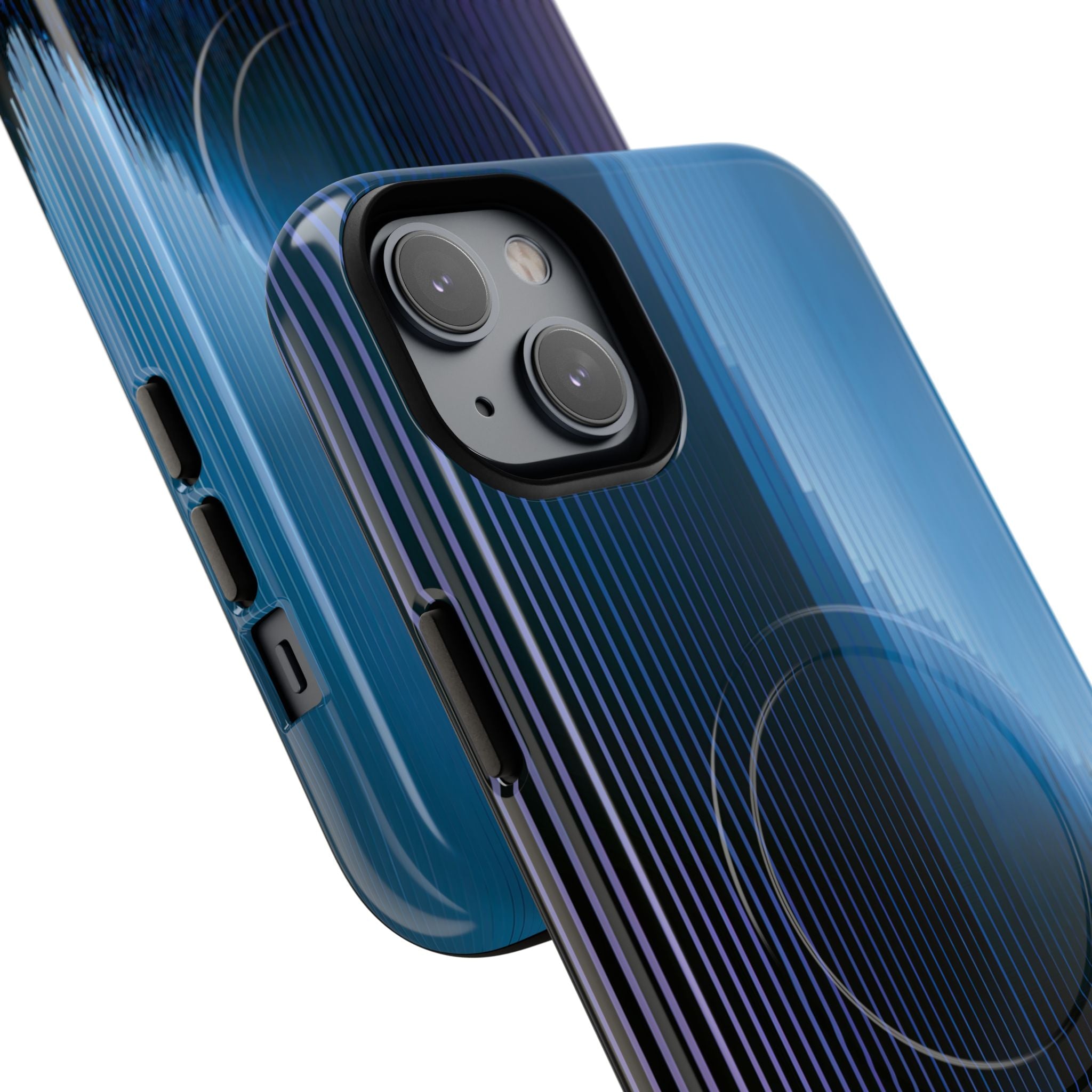 Blue Tough 2.0 Magsafe Phone Case for iPhone - Indigo Distortion Wave