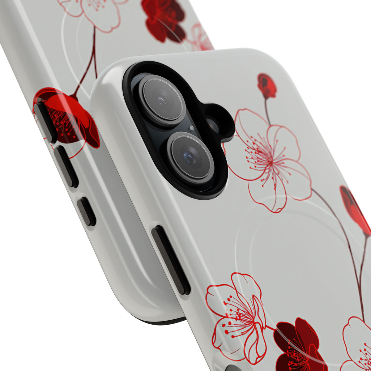 Crimson Sakura Blossom · Tough 2.0 Magnetic Phone Case for iPhone · Red