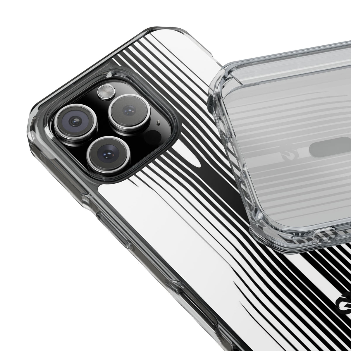White Impact MagSafe Phone Case for iPhone - Kinetic Mono Distortion