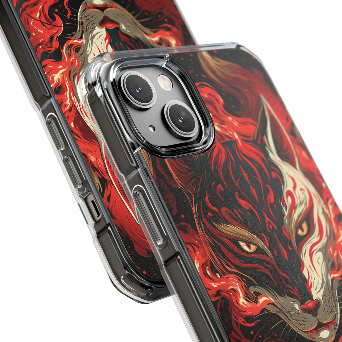 Crimson Kitsune Spirit · Clear Impact Magnetic Phone Case for iPhone · Red