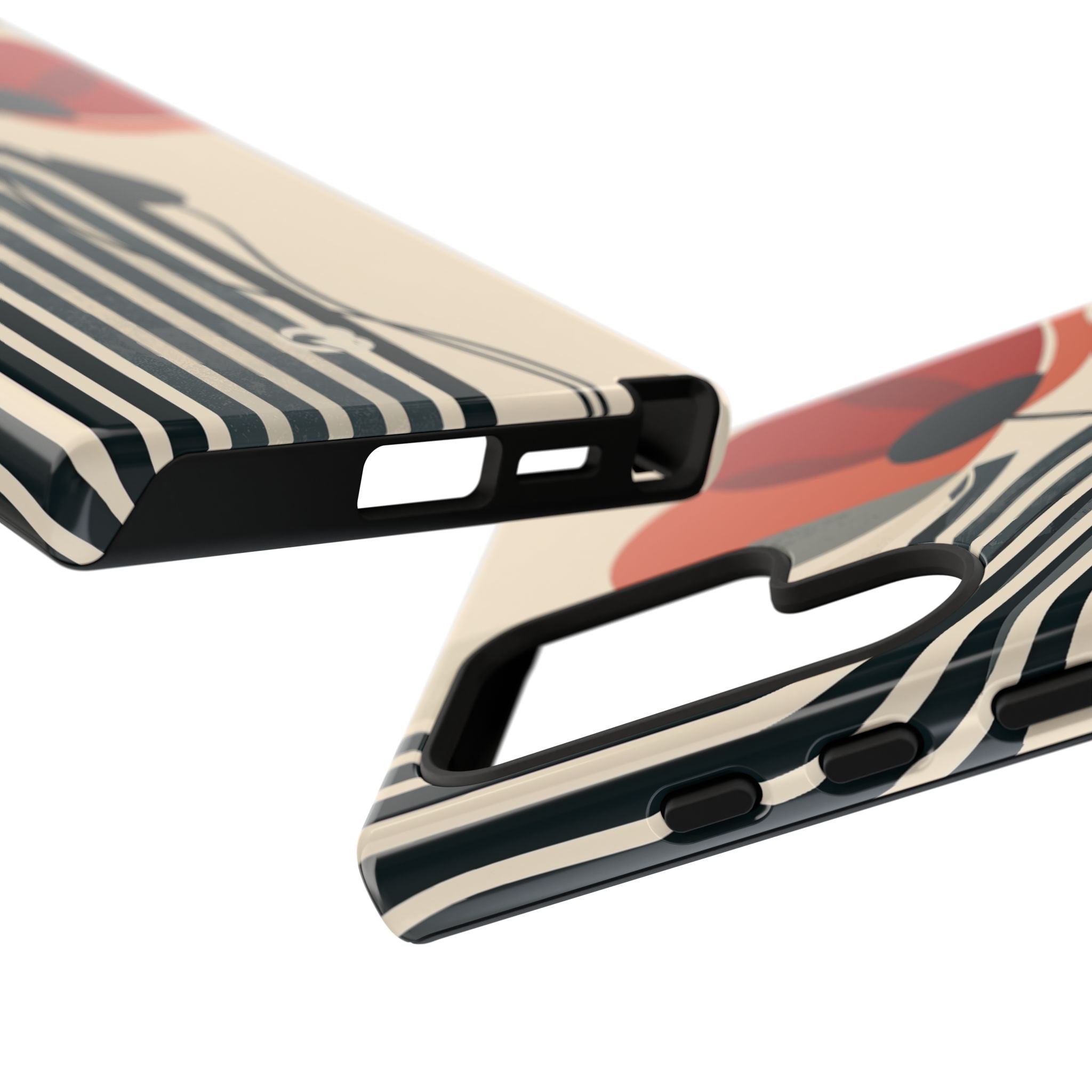 Beige Tough Phone Case for Samsung - Crimson Line Bloom