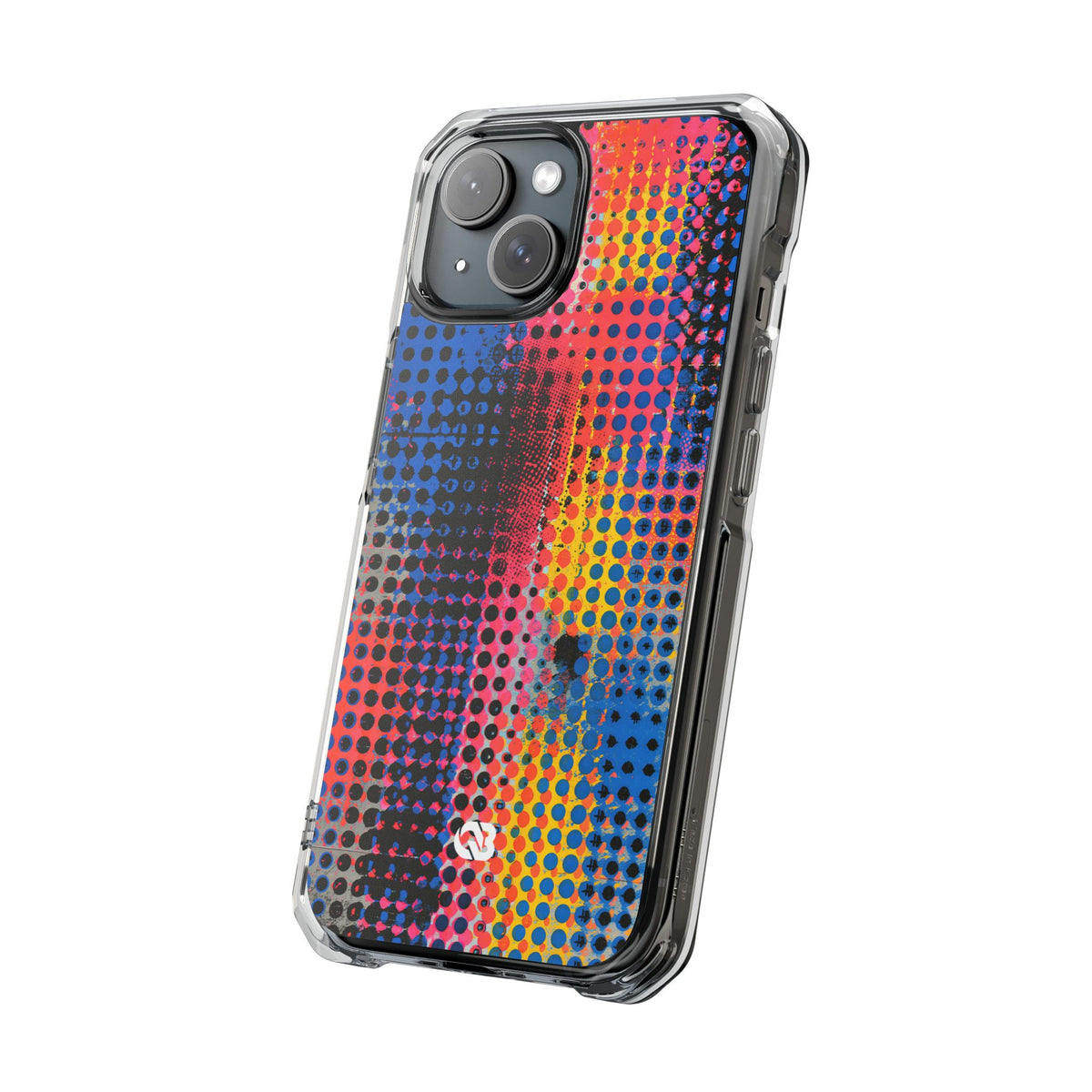 Chromatic Halftone Grid · Clear Impact Magnetic Phone Case for iPhone · Blue