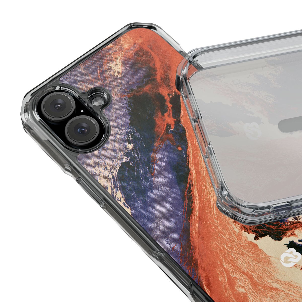 Solar Aura Drift · Clear Impact Magnetic Phone Case for iPhone · Orange