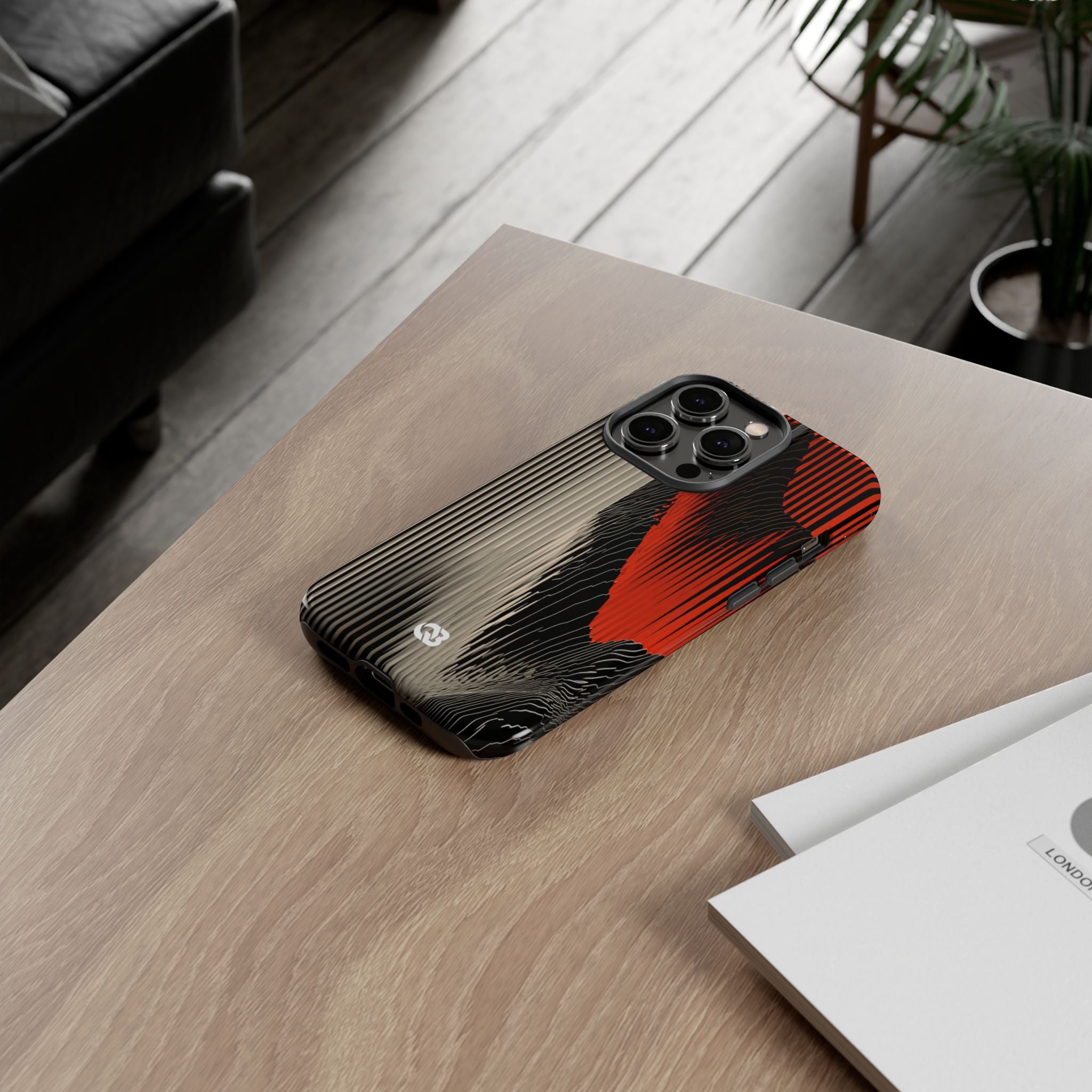 Red Tough Phone Case for iPhone - Crimson Pulse Topo