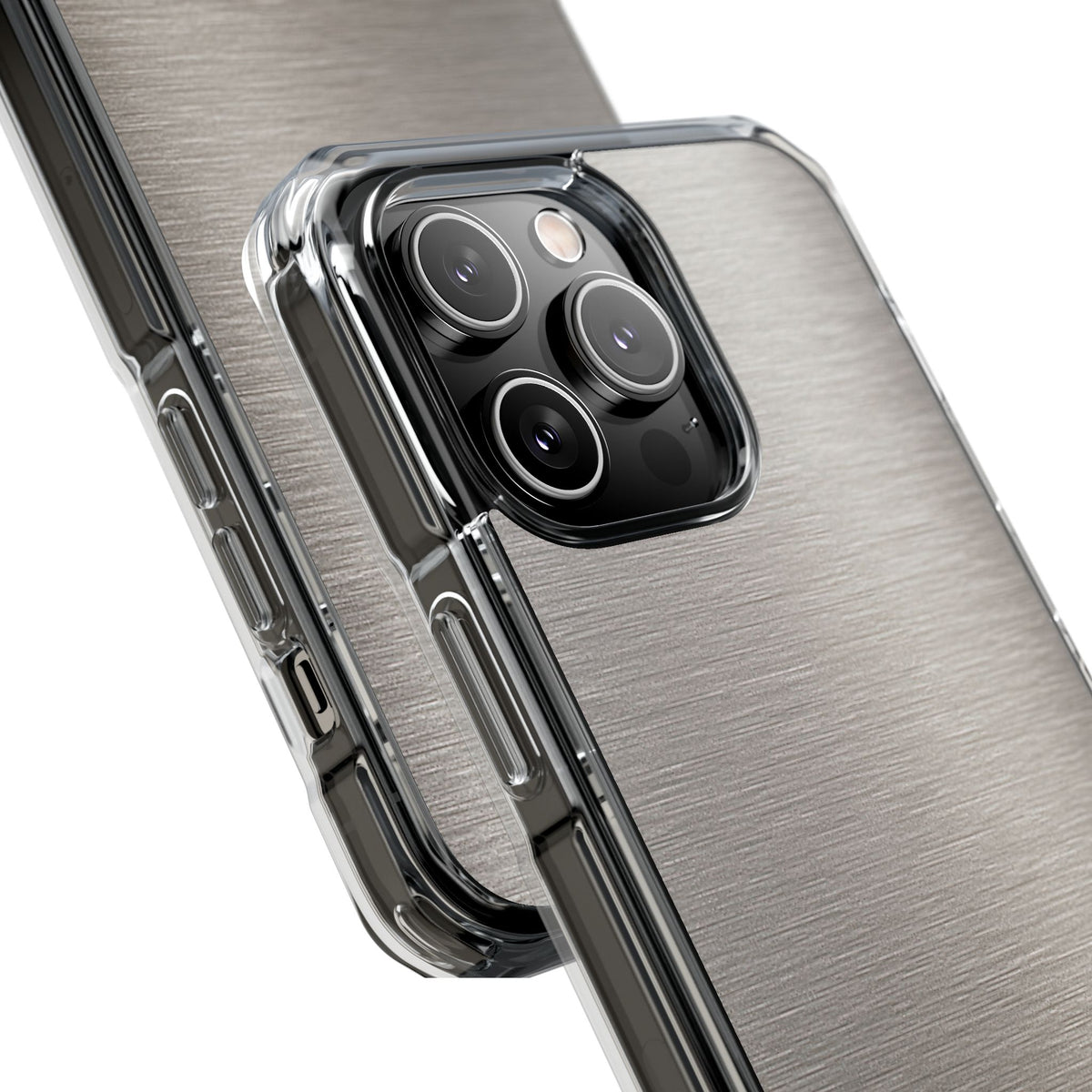 Grey Impact MagSafe Phone Case for iPhone - Brushed Nickel Linen