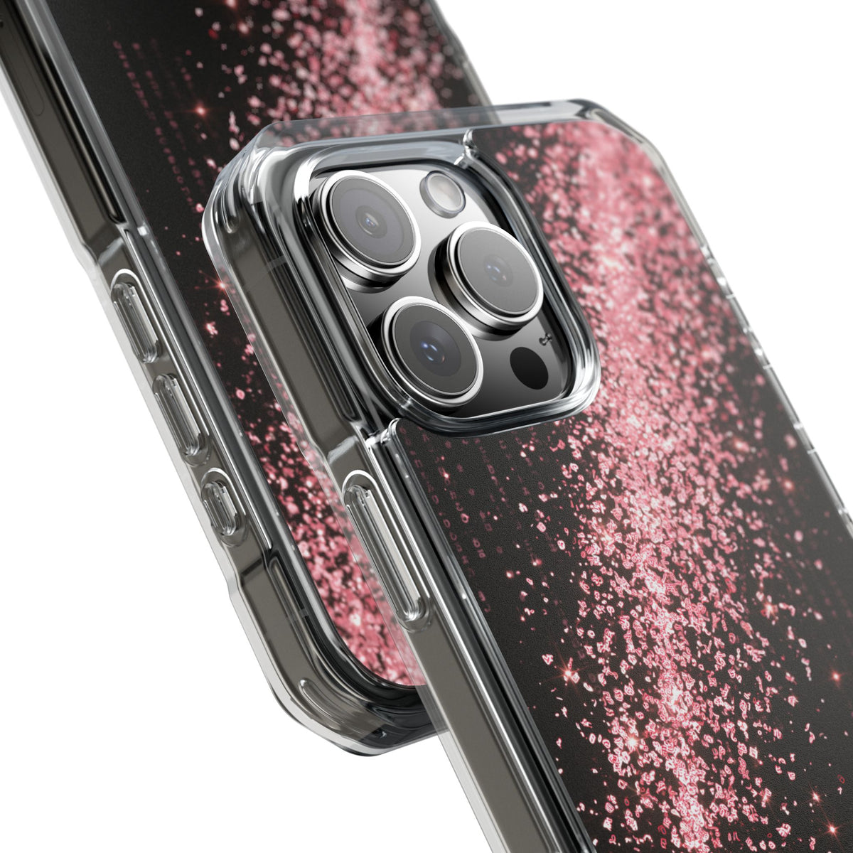 Rose Digital Cascade · Clear Impact Magnetic Phone Case for iPhone · Pink