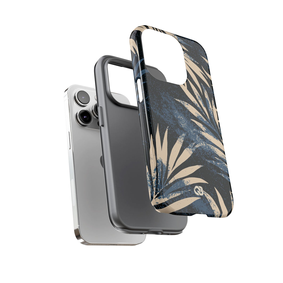 Blue Tough Phone Case for iPhone - Indigo Sandstone Palm