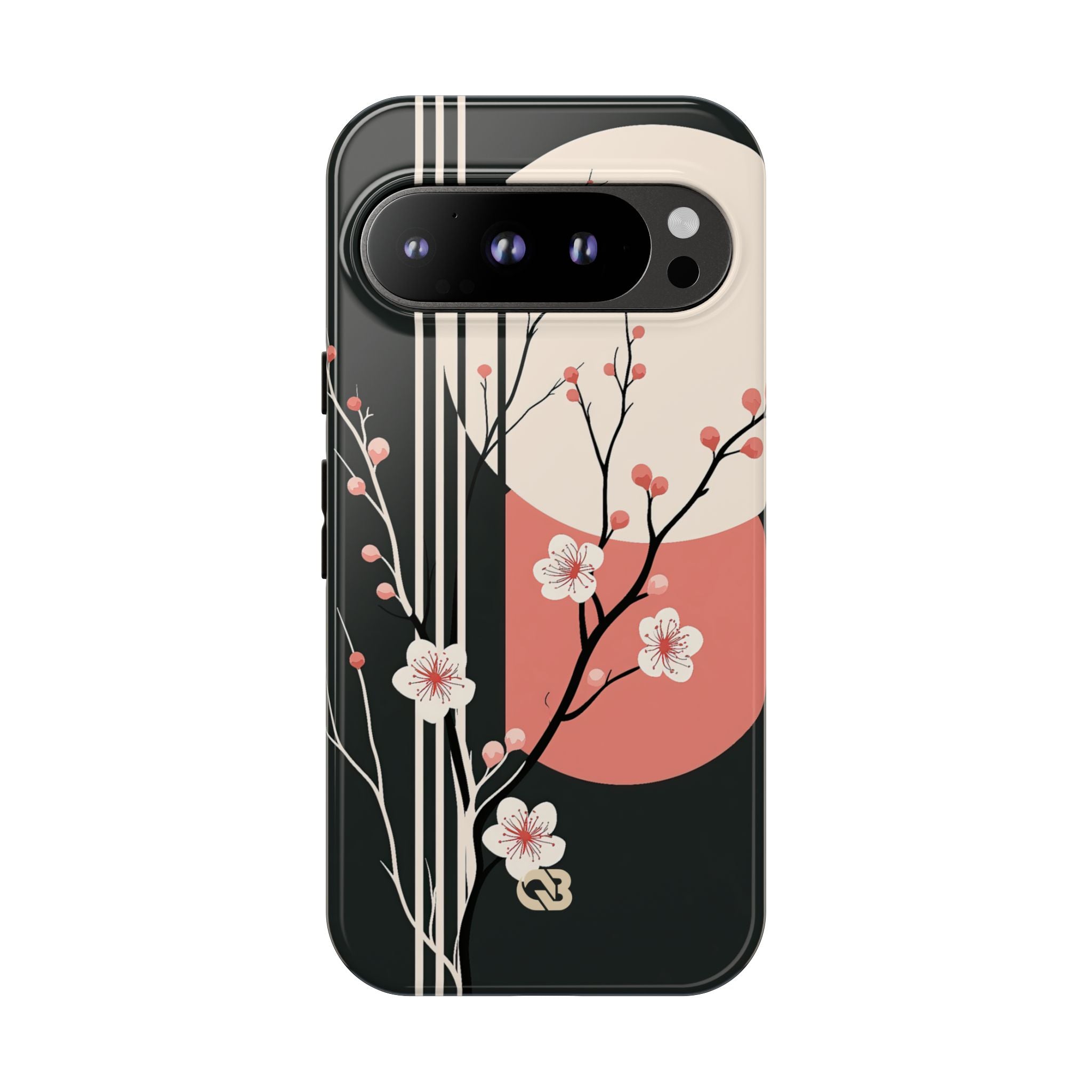 Black Tough Phone Case for Google Pixel - Kyoto Midnight Blossom