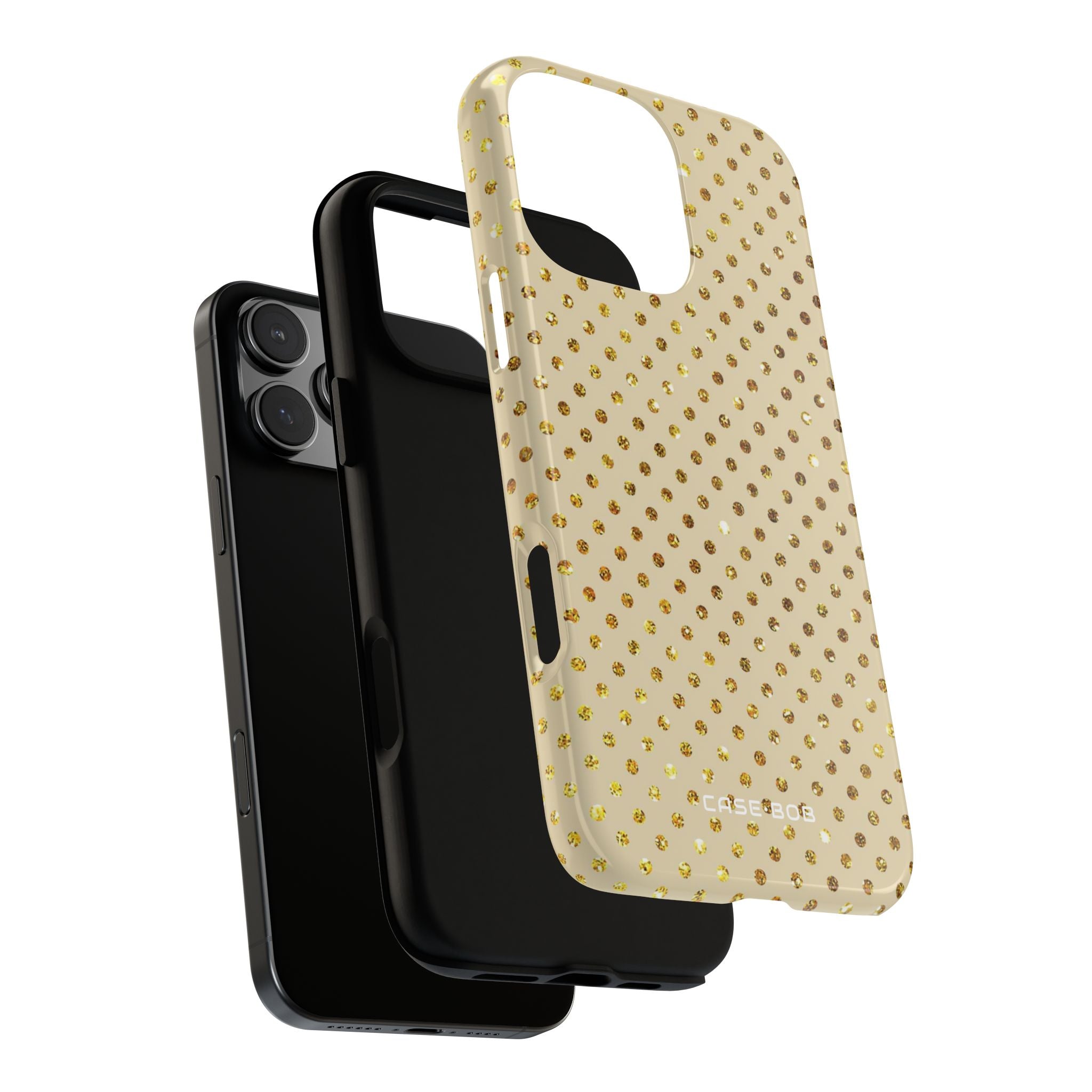 Gold Sparkle Grid iPhone 16 Pro Max Skal - Tough