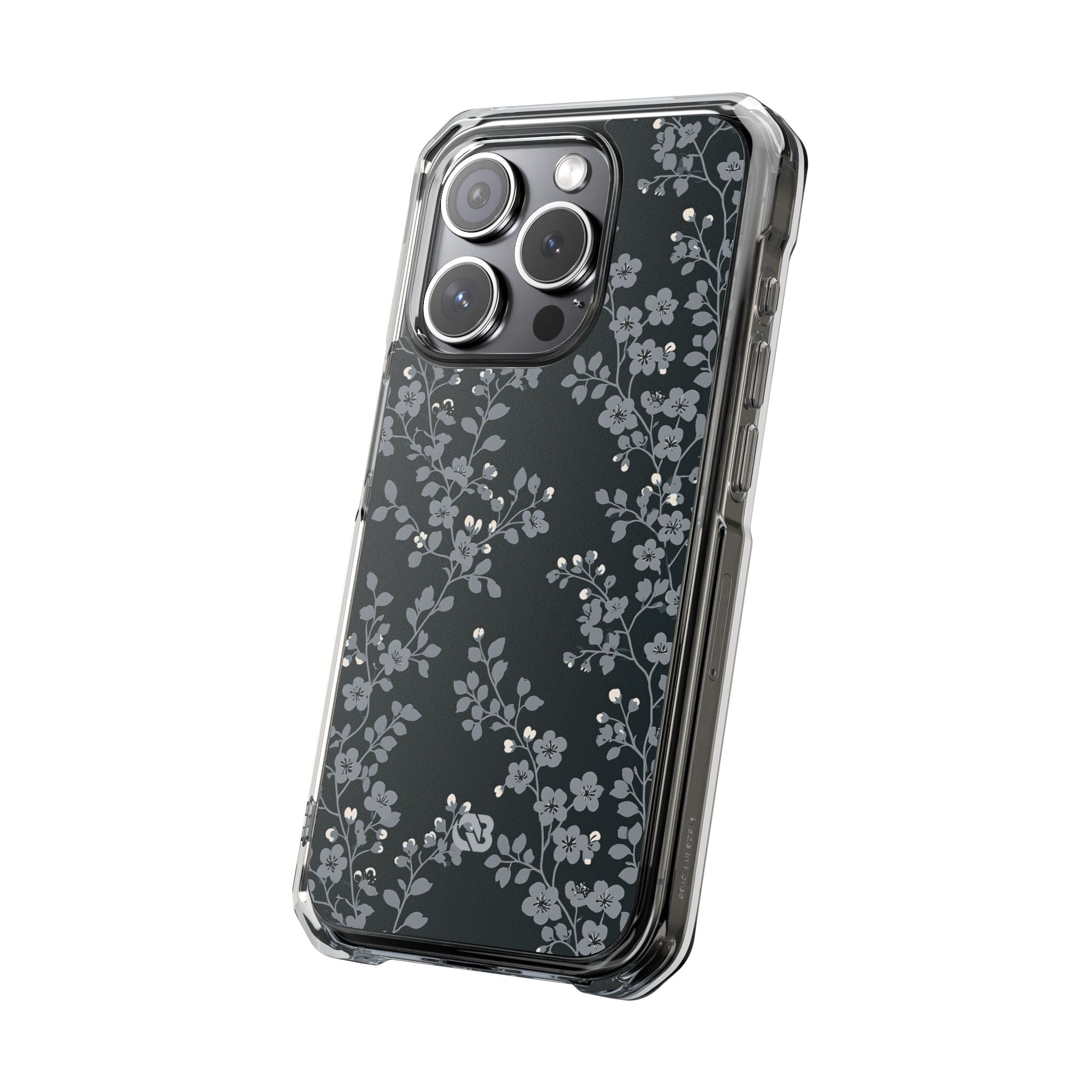Black Impact MagSafe Phone Case for iPhone - Midnight Slate Blossom