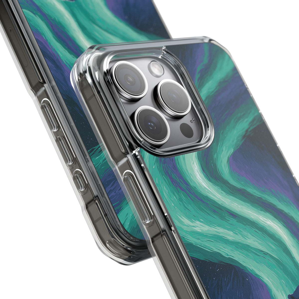 Arctic Aurora Bear · Clear Impact Magnetic Phone Case for iPhone · Teal