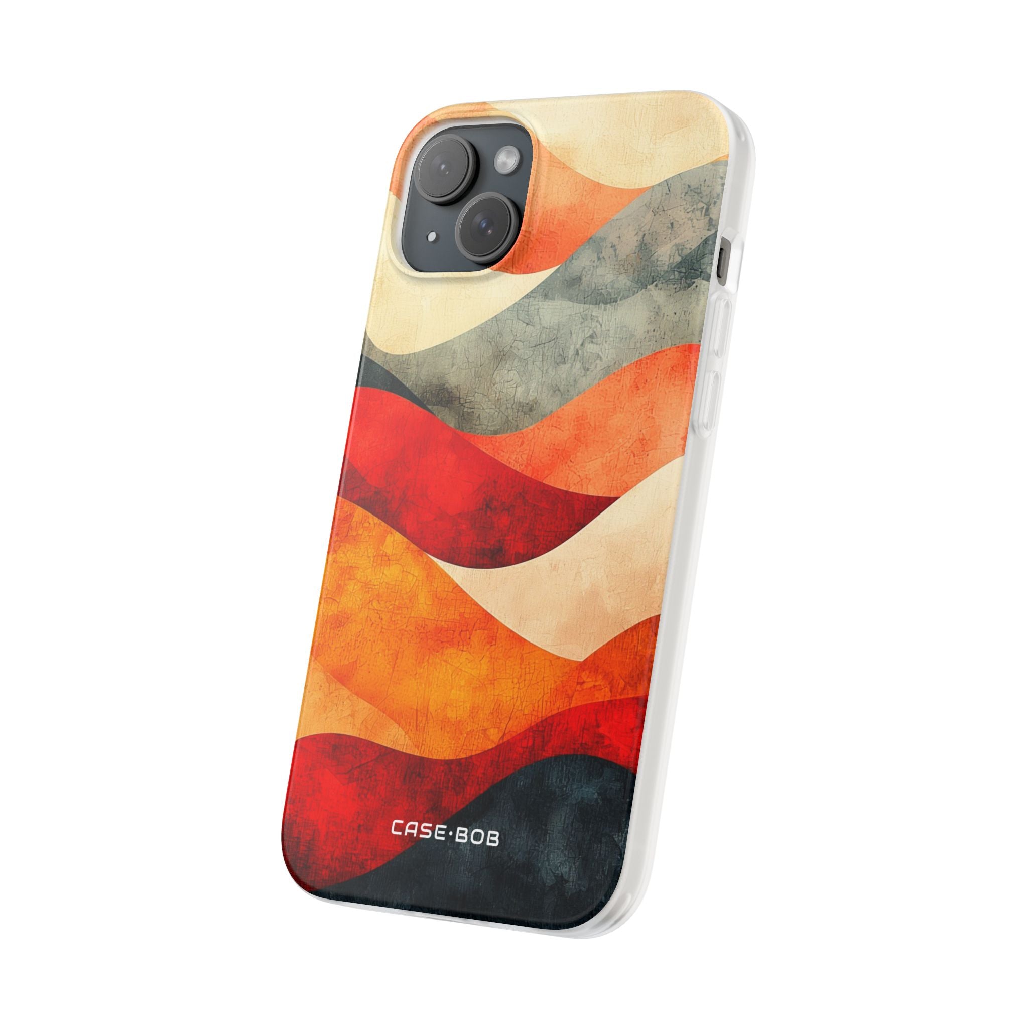 Cracked Wave Sunset iPhone 15 Plus Cover - Blød
