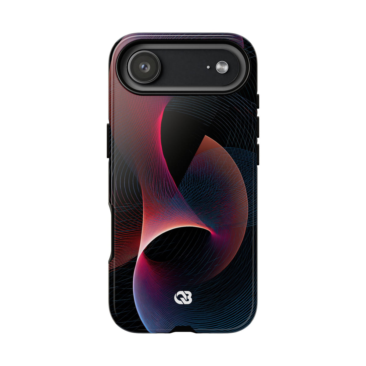 Black Tough Phone Case for iPhone - Cobalt Crimson Flux