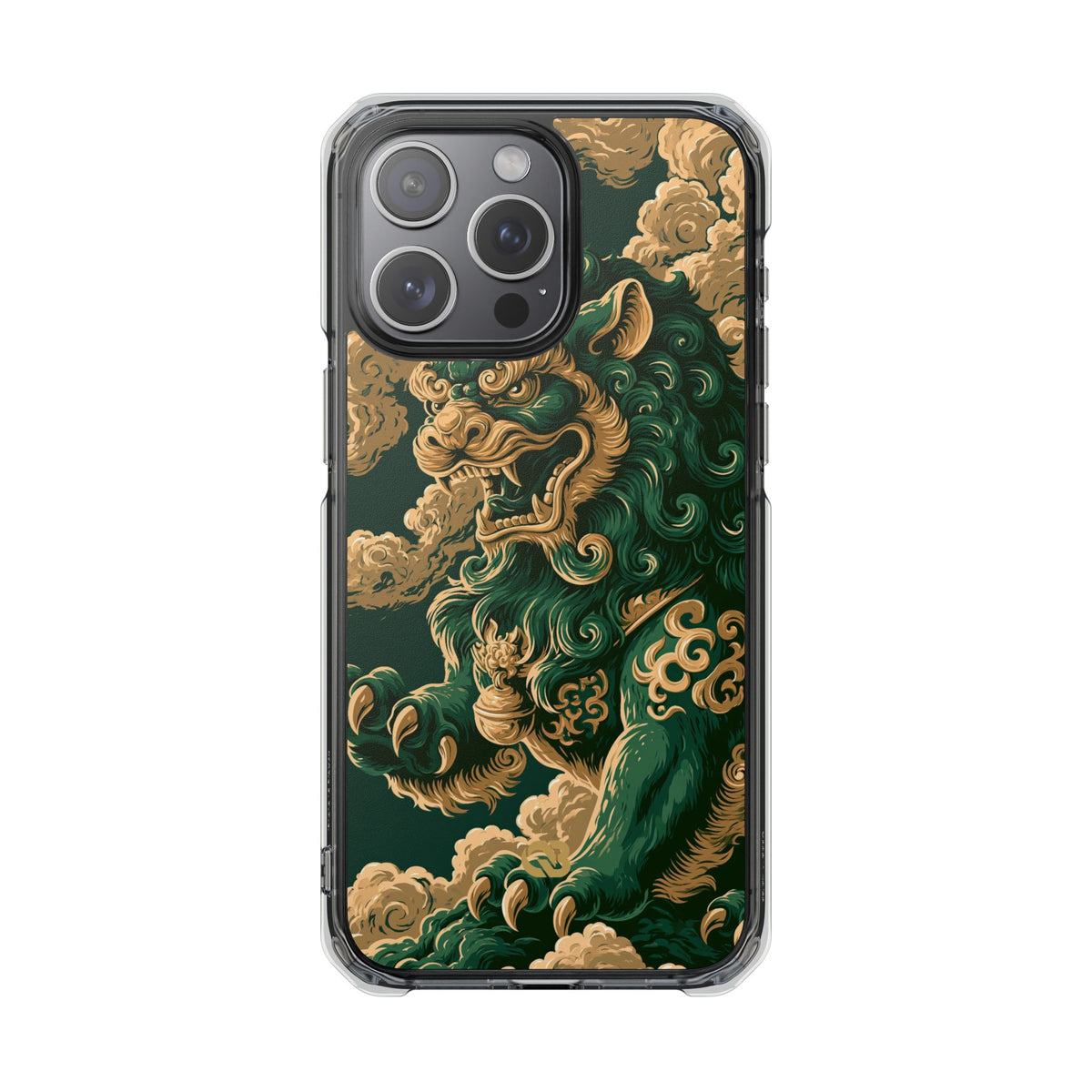 Imperial Guardian Lion · Clear Impact Magnetic Phone Case for iPhone · Green