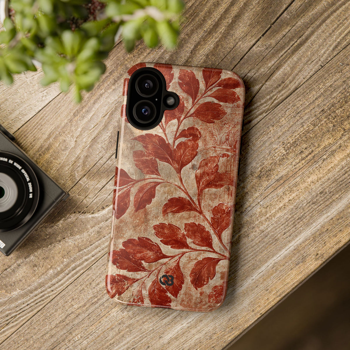 Terracotta Botanical Fresco · Tough Phone Case for iPhone · Red