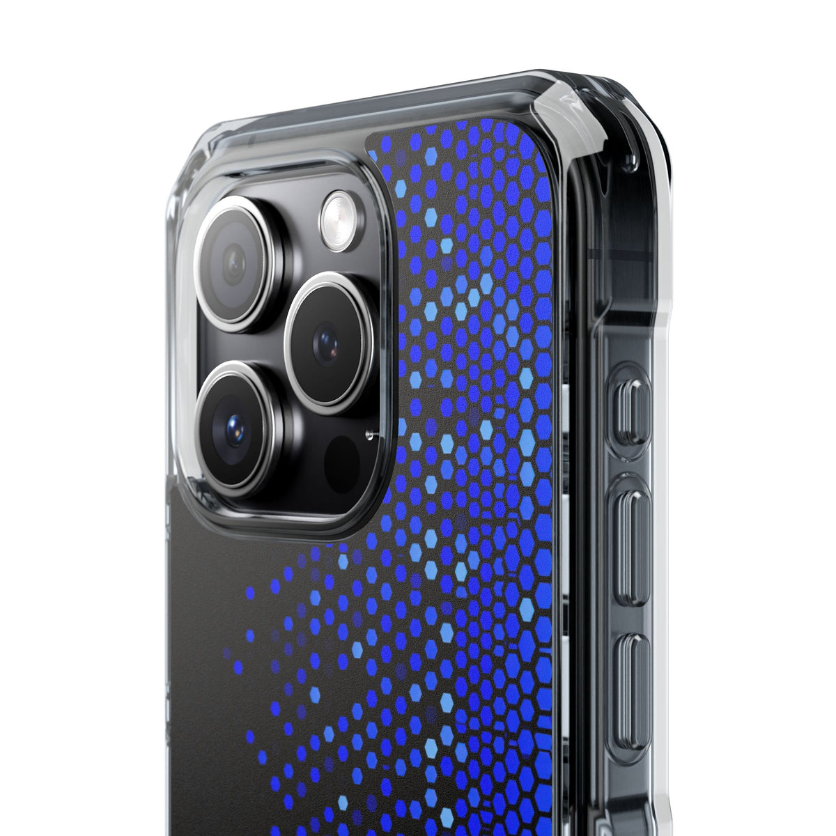 Cobalt Hex Dispersion · Clear Impact Magnetic Phone Case for iPhone · Blue