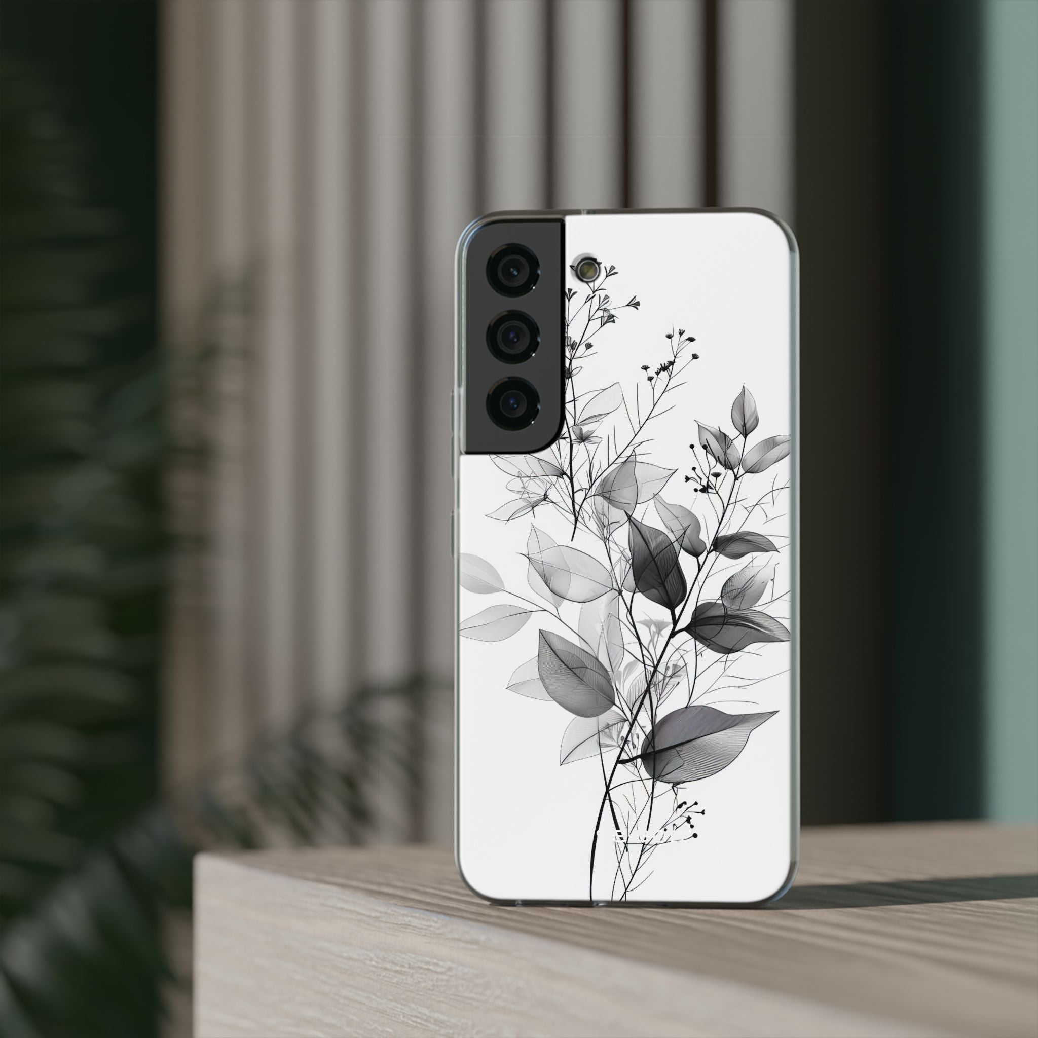 Veined Leaves Gray Samsung S22 - Soft