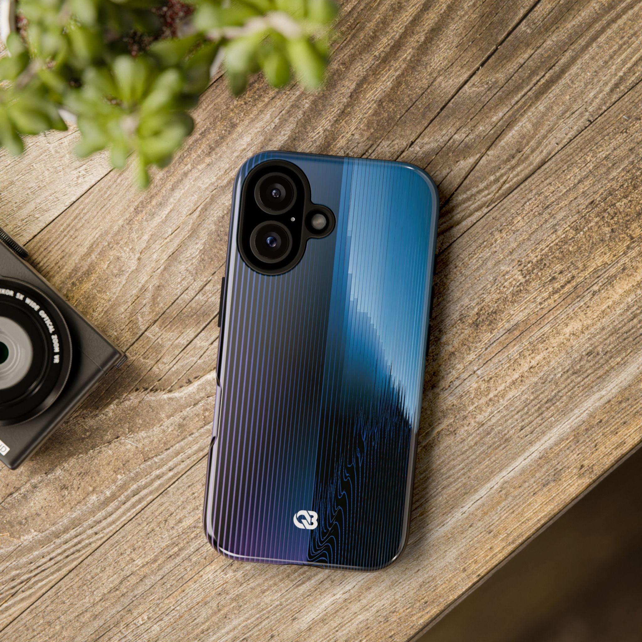 Blue Tough Phone Case for iPhone - Indigo Distortion Wave