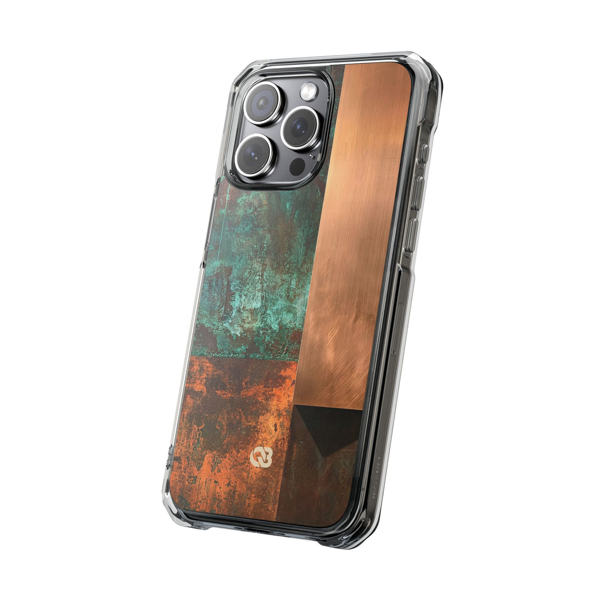 Teal Impact MagSafe Phone Case for iPhone - Verdigris Copper Slab
